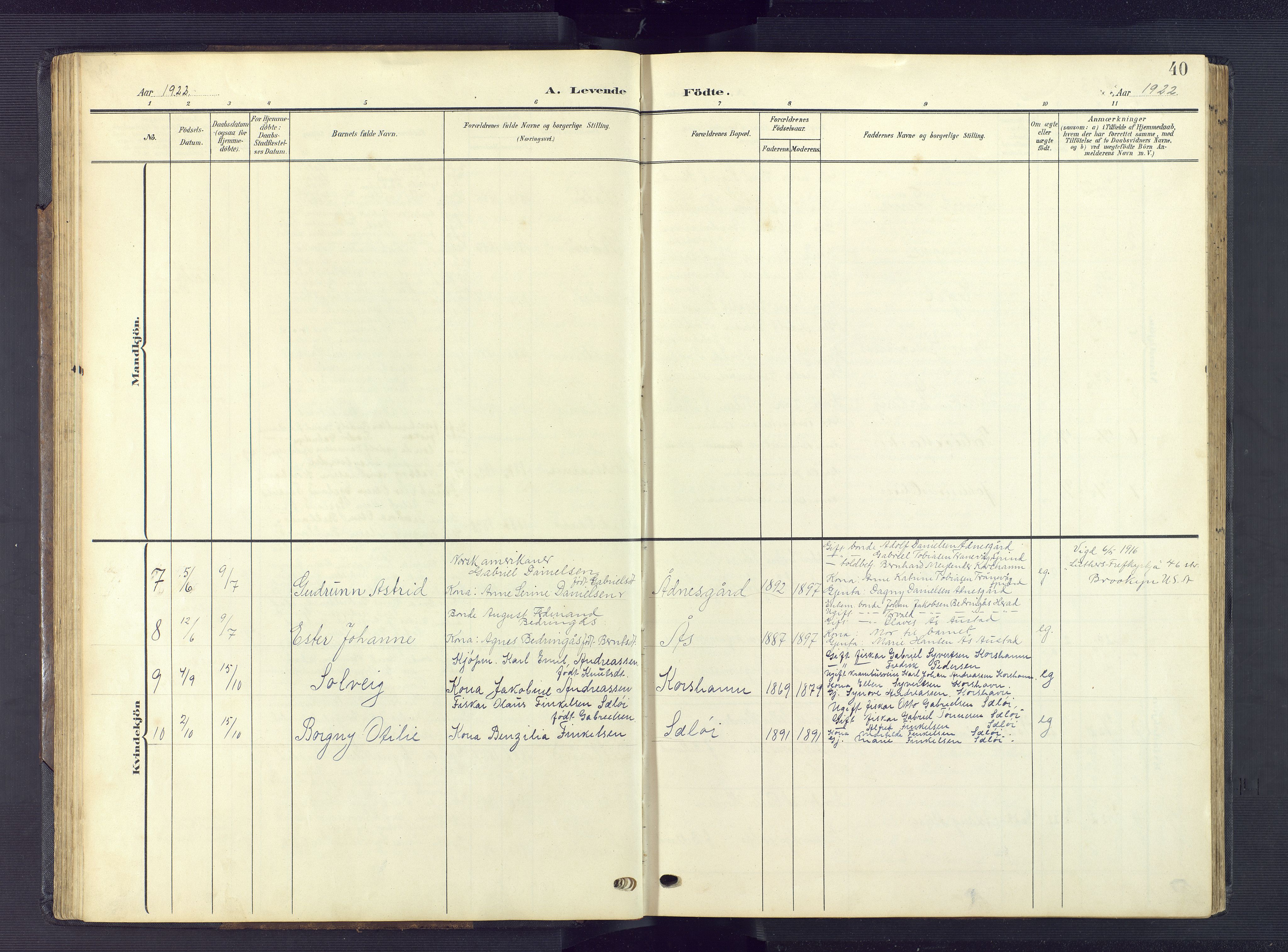Lyngdal sokneprestkontor, SAK/1111-0029/F/Fb/Fba/L0004: Parish register (copy) no. B 4, 1904-1950, p. 40