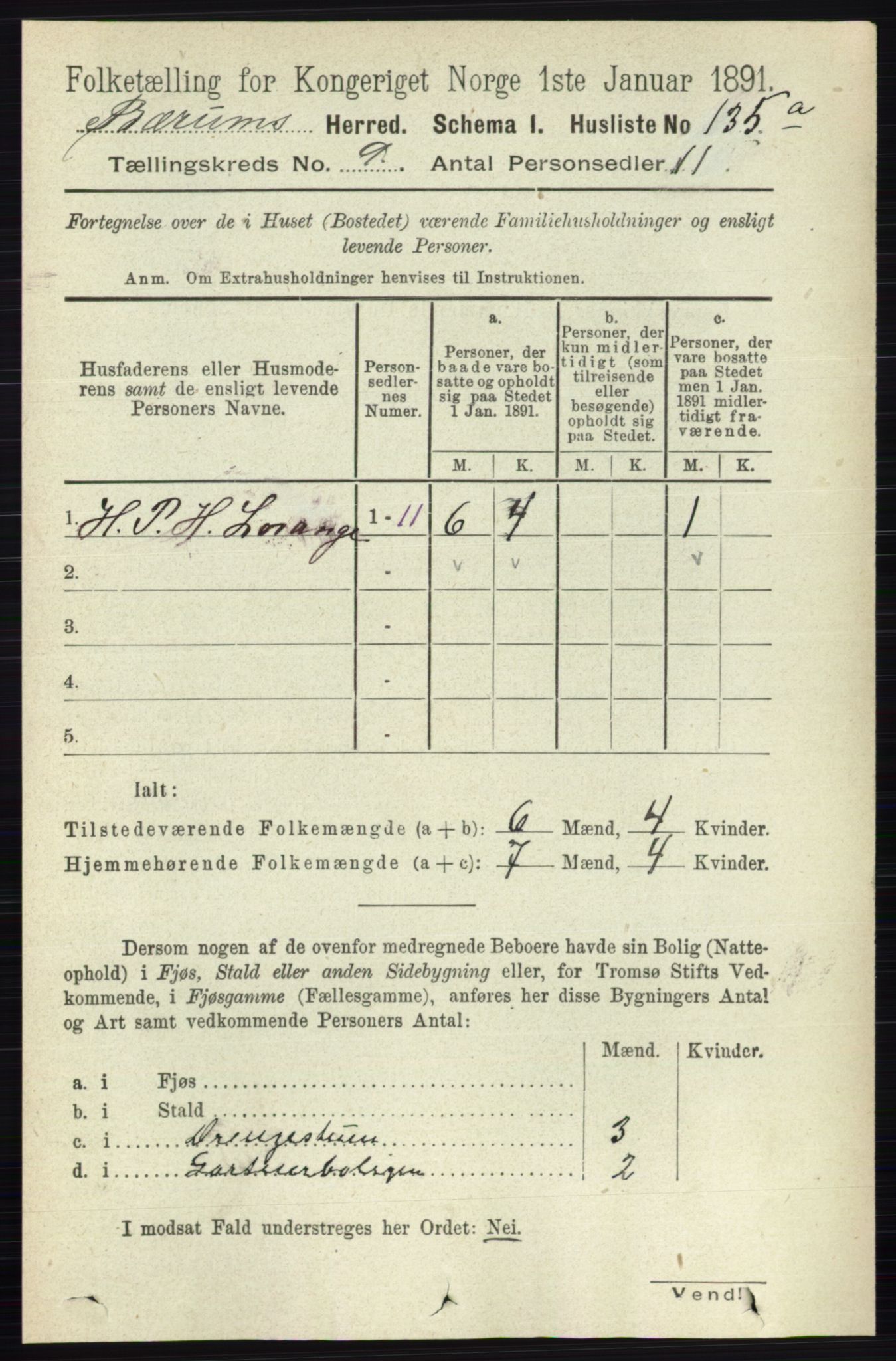 RA, 1891 census for 0219 Bærum, 1891, p. 5121