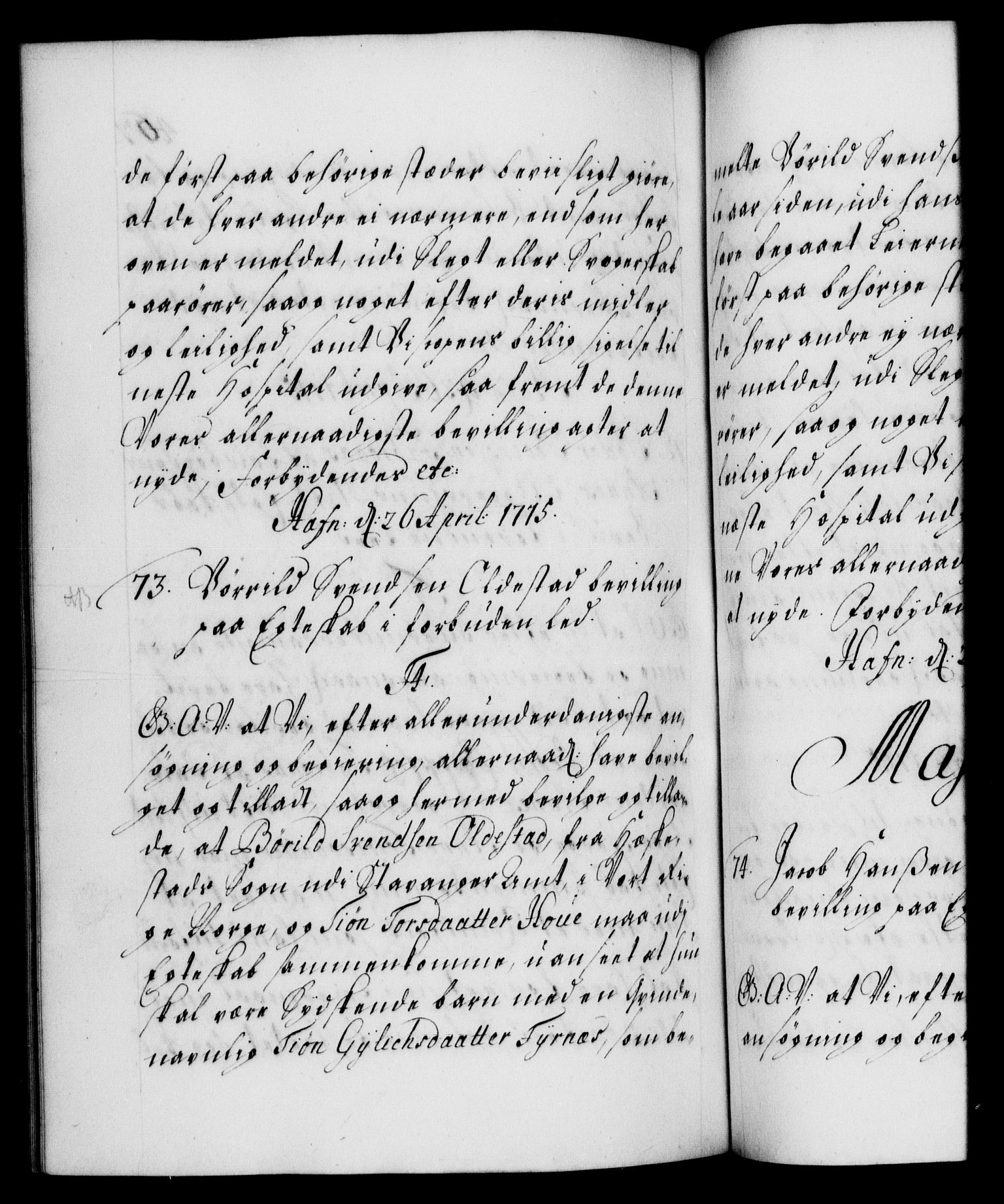 Danske Kanselli 1572-1799, AV/RA-EA-3023/F/Fc/Fca/Fcaa/L0021: Norske registre, 1712-1715, p. 467b