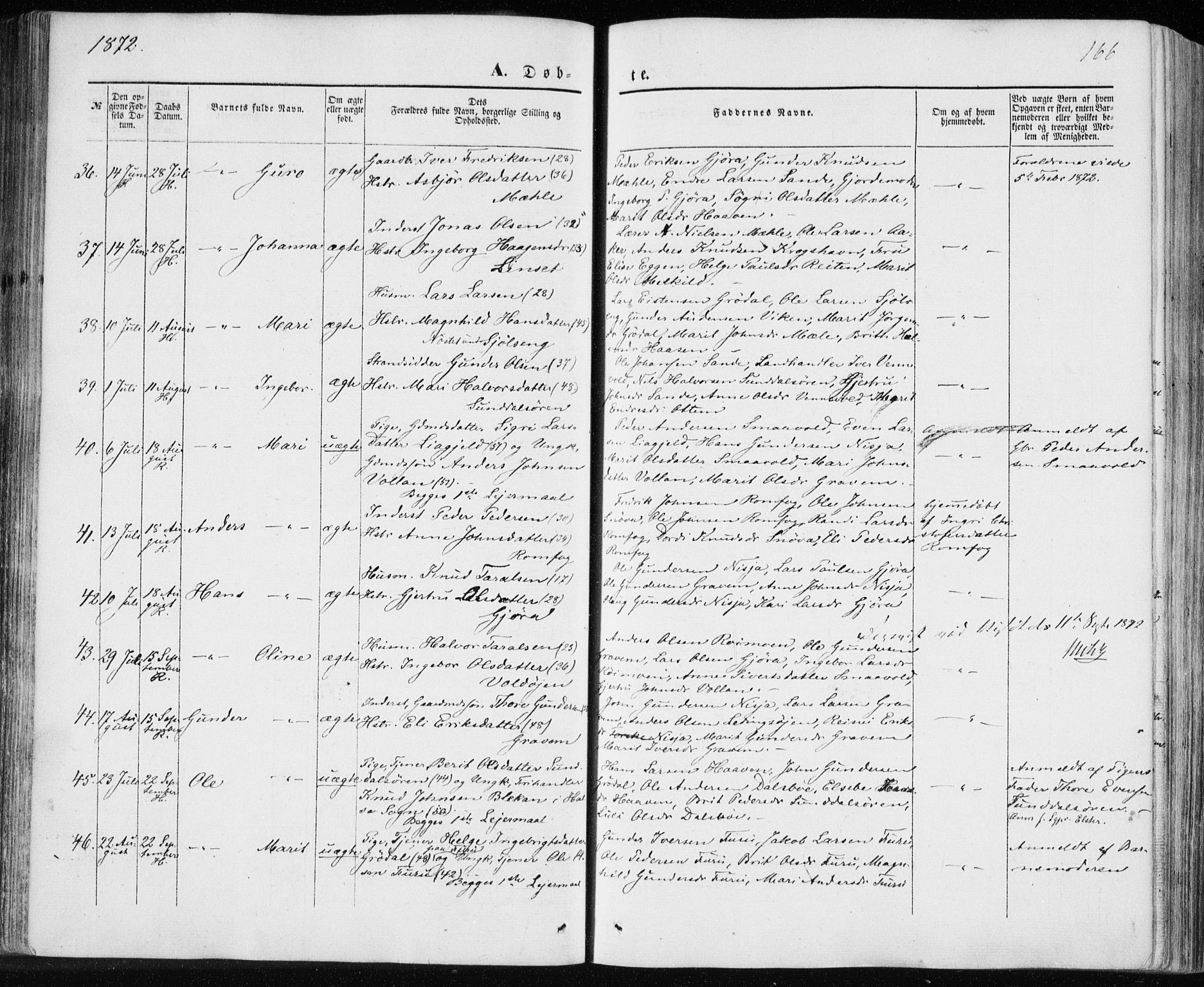 Ministerialprotokoller, klokkerbøker og fødselsregistre - Møre og Romsdal, AV/SAT-A-1454/590/L1013: Parish register (official) no. 590A05, 1847-1877, p. 166