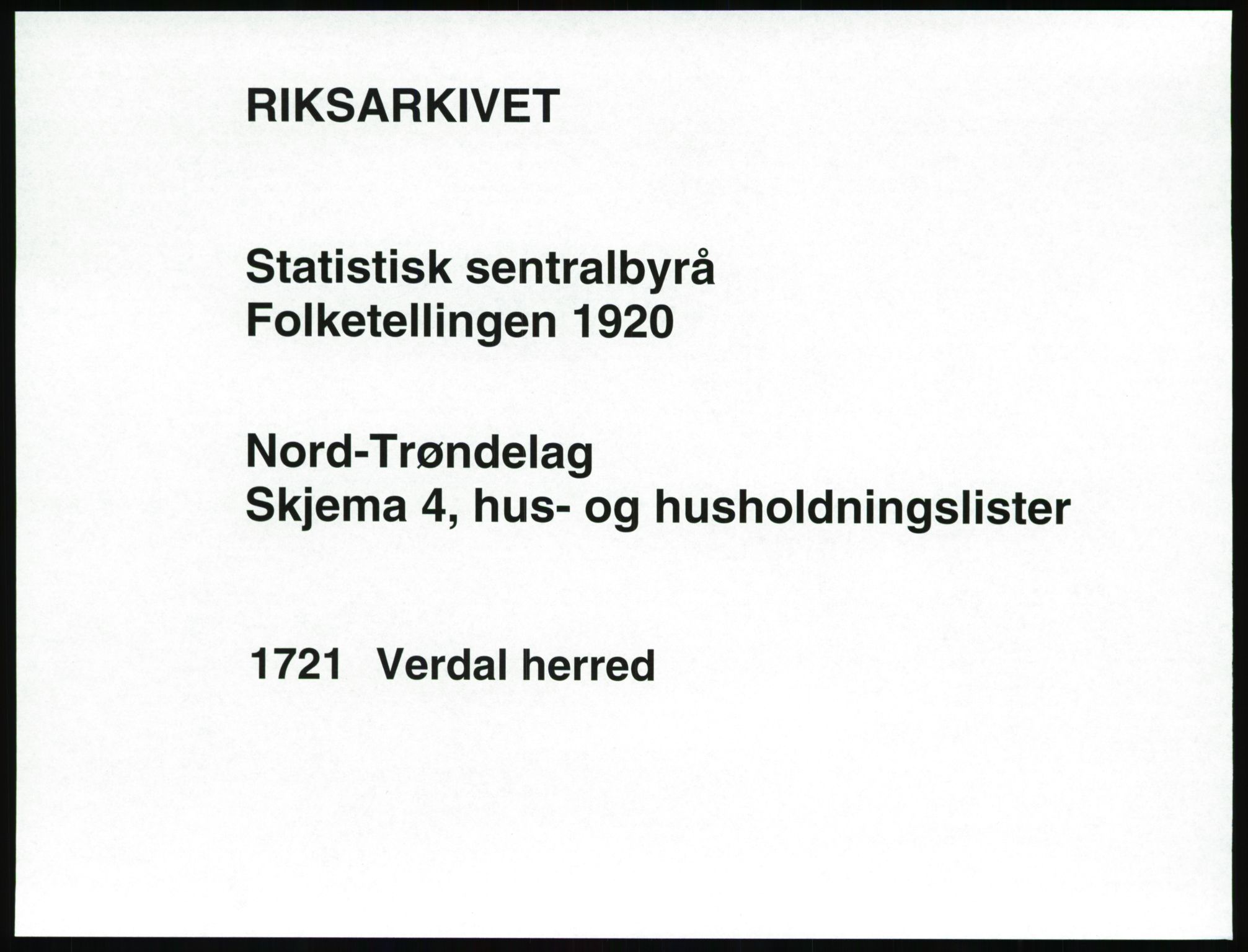 SAT, 1920 census for Verdal, 1920, p. 69