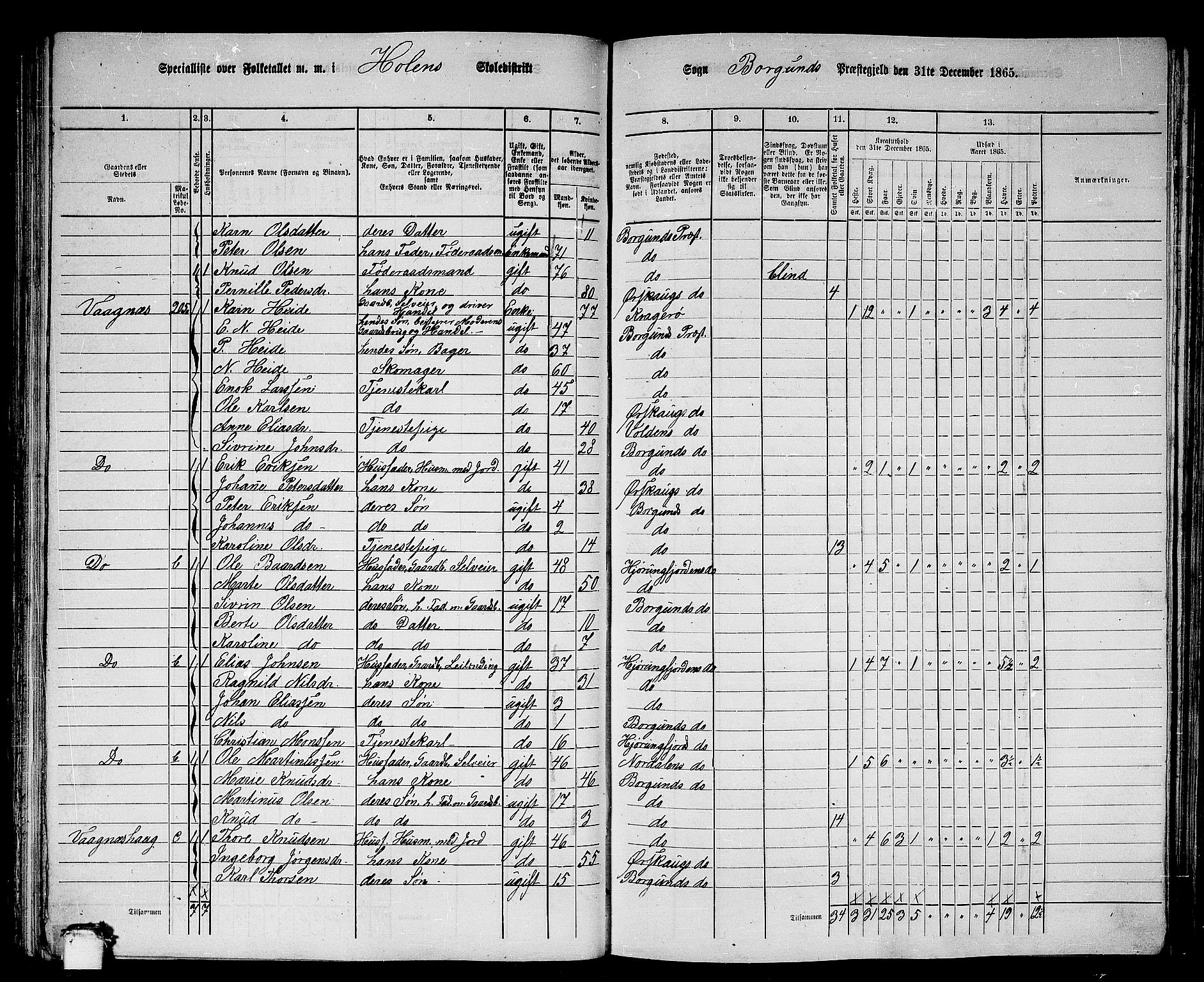 RA, 1865 census for Borgund, 1865, p. 107