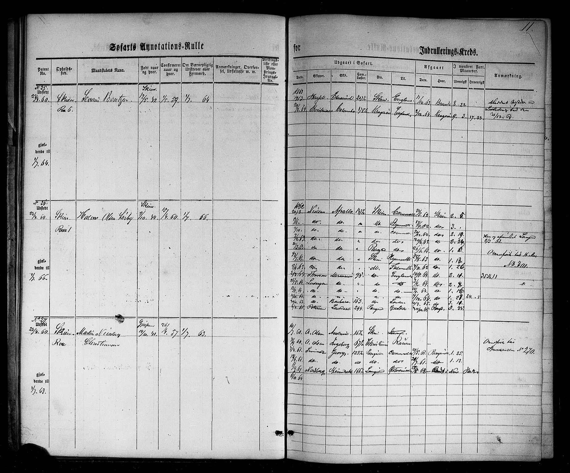 Skien innrulleringskontor, AV/SAKO-A-832/F/Fc/L0001: Annotasjonsrulle, 1860-1868, p. 34