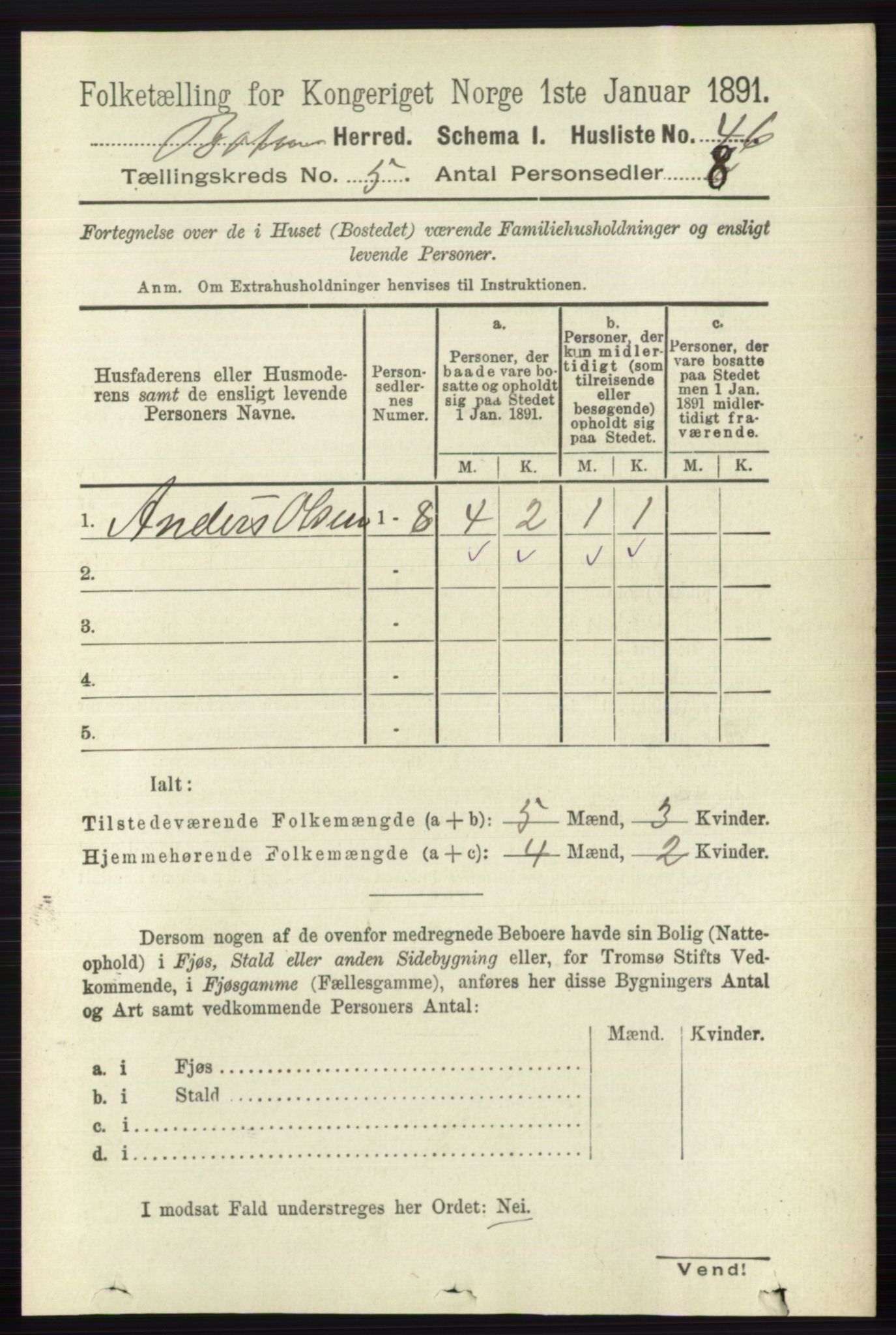 RA, 1891 census for 0715 Botne, 1891, p. 1944