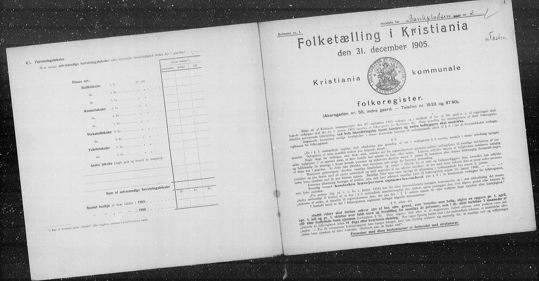 OBA, Municipal Census 1905 for Kristiania, 1905, p. 1707