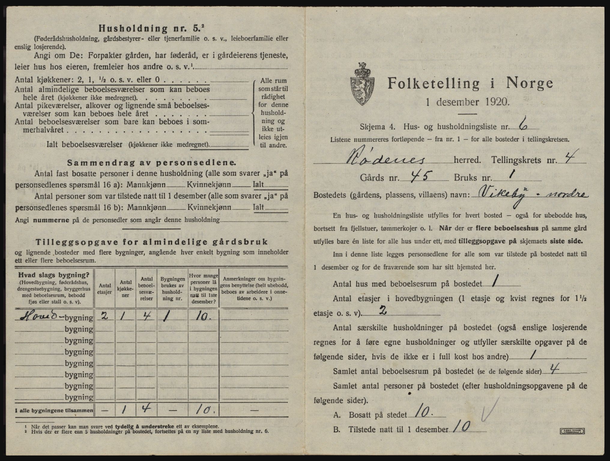 SAO, 1920 census for Rødenes, 1920, p. 398