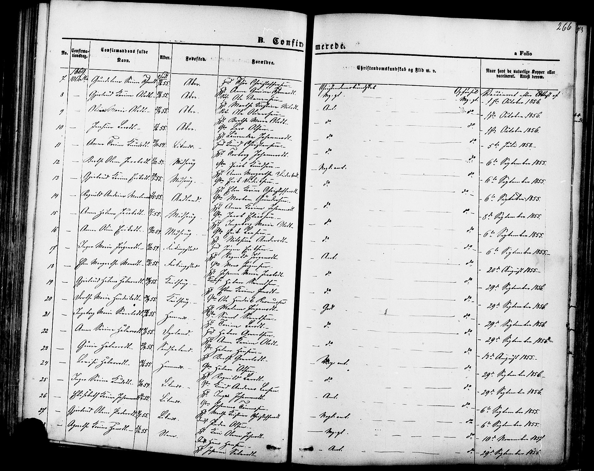 Skudenes sokneprestkontor, SAST/A -101849/H/Ha/Haa/L0006: Parish register (official) no. A 4, 1864-1881, p. 266