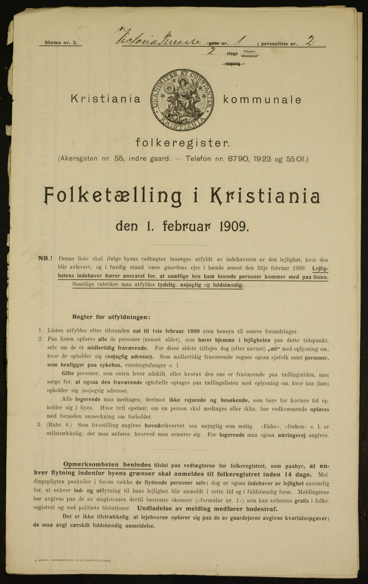 OBA, Municipal Census 1909 for Kristiania, 1909, p. 112010