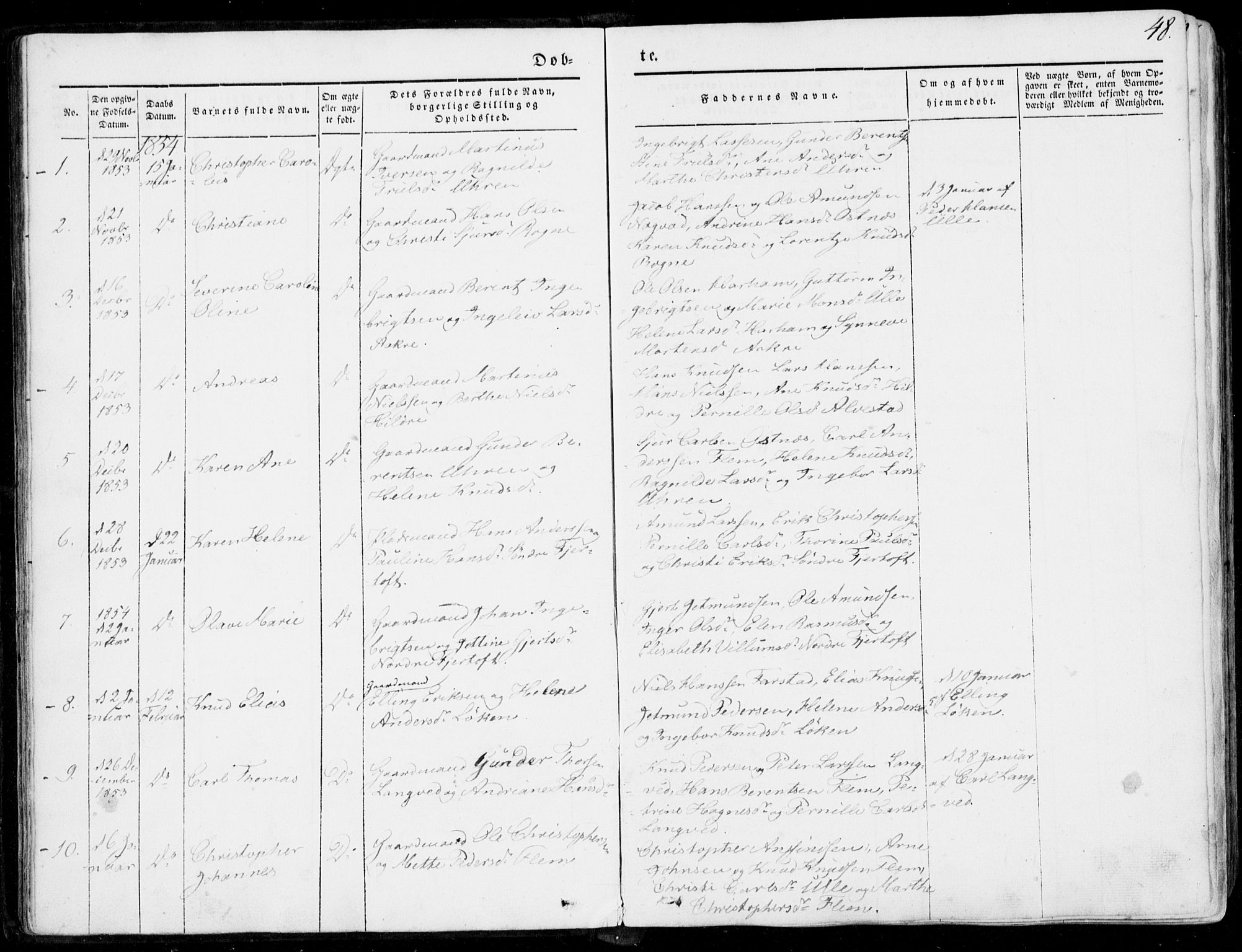 Ministerialprotokoller, klokkerbøker og fødselsregistre - Møre og Romsdal, AV/SAT-A-1454/536/L0497: Parish register (official) no. 536A06, 1845-1865, p. 48