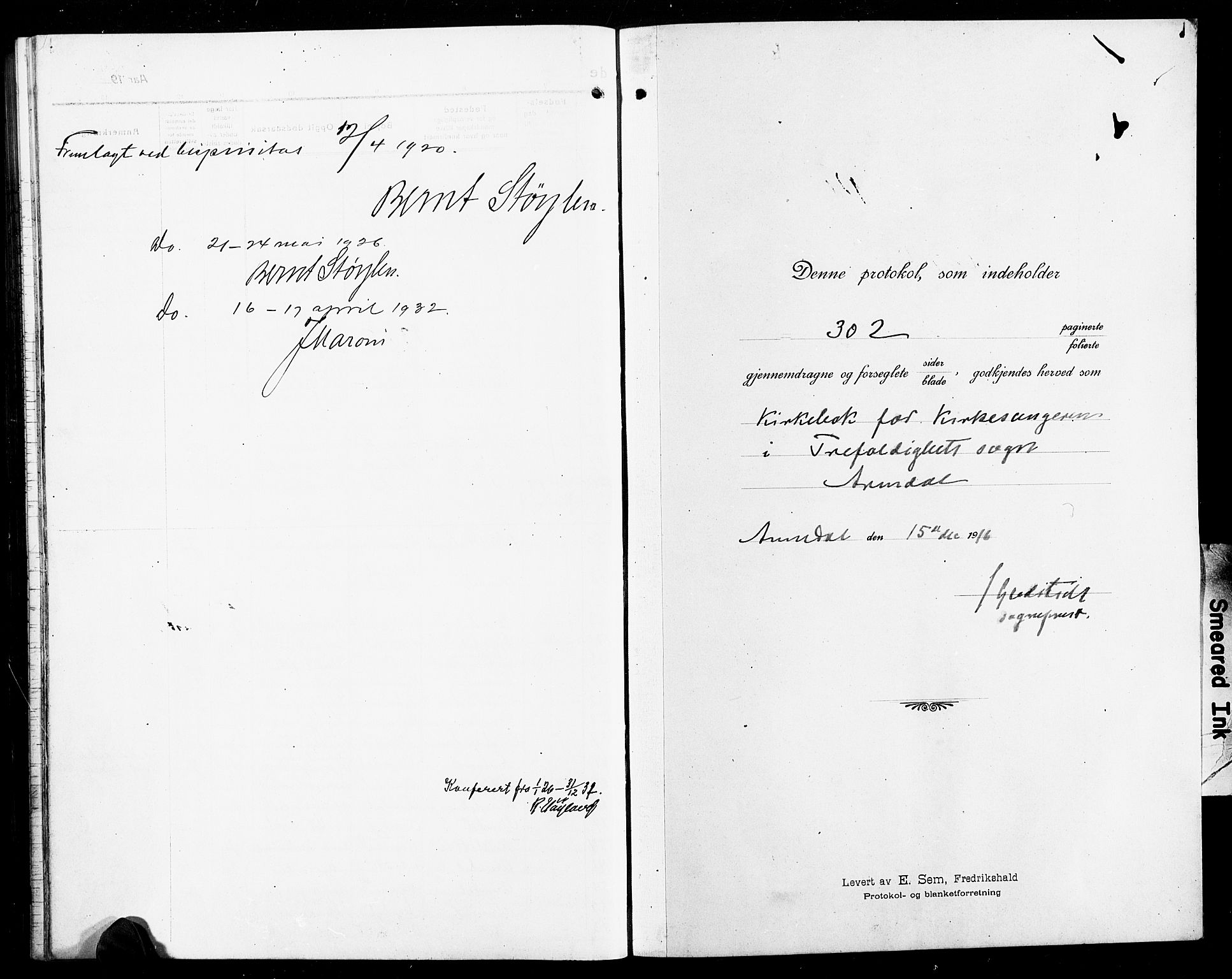 Arendal sokneprestkontor, Trefoldighet, SAK/1111-0040/F/Fb/L0007: Parish register (copy) no. B 7, 1916-1927