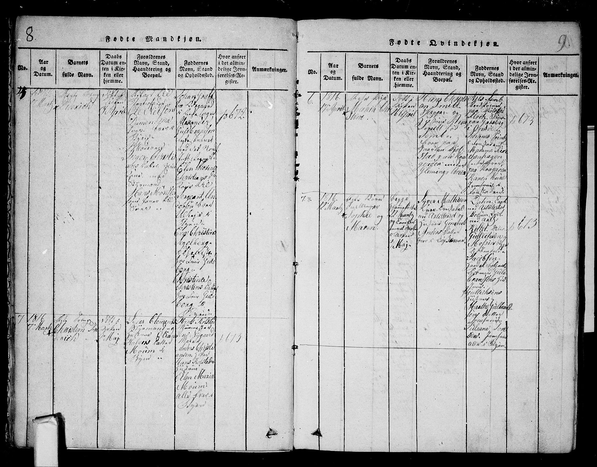 Fredrikstad prestekontor Kirkebøker, AV/SAO-A-11082/F/Fa/L0004: Parish register (official) no. 4, 1816-1834, p. 8-9