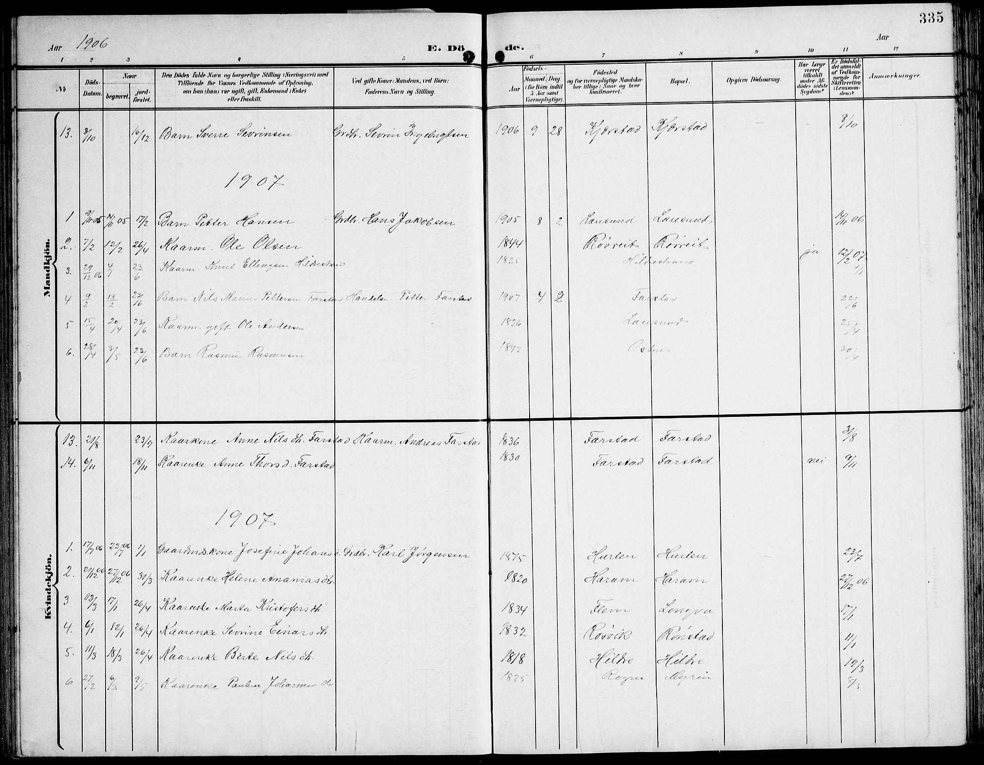 Ministerialprotokoller, klokkerbøker og fødselsregistre - Møre og Romsdal, AV/SAT-A-1454/536/L0511: Parish register (copy) no. 536C06, 1899-1944, p. 335