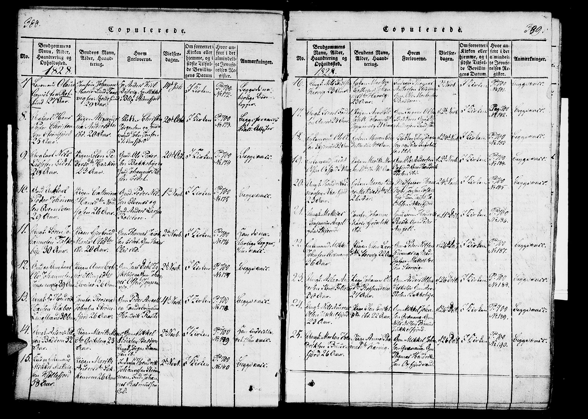 Skjervøy sokneprestkontor, SATØ/S-1300/H/Ha/Haa/L0004kirke: Parish register (official) no. 4, 1820-1838, p. 388-389