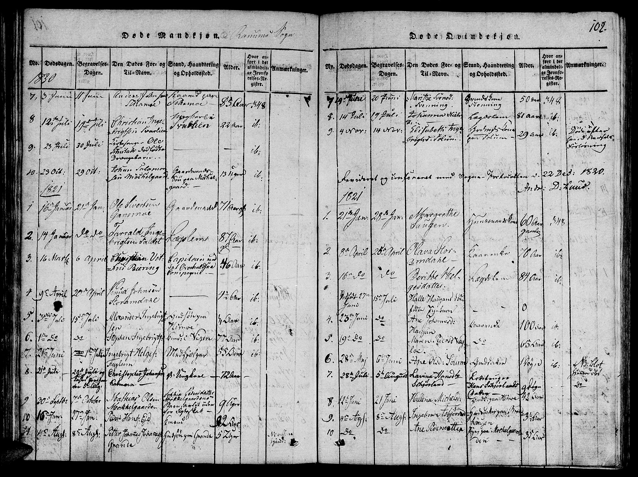 Ministerialprotokoller, klokkerbøker og fødselsregistre - Nord-Trøndelag, SAT/A-1458/764/L0546: Parish register (official) no. 764A06 /1, 1816-1823, p. 102