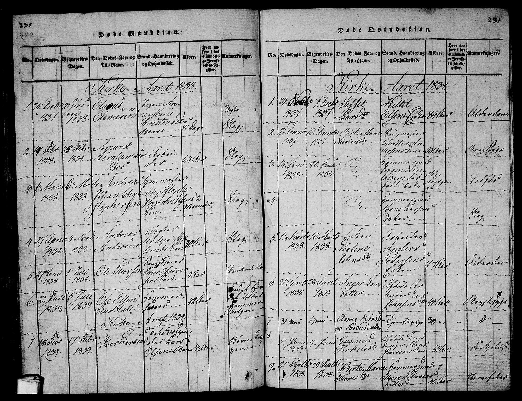 Larvik kirkebøker, AV/SAKO-A-352/G/Gb/L0001: Parish register (copy) no. II 1, 1818-1843, p. 230-231