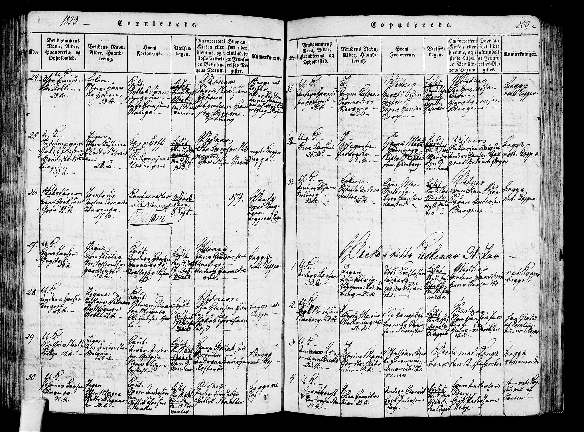 Sandar kirkebøker, SAKO/A-243/F/Fa/L0004: Parish register (official) no. 4, 1814-1832, p. 209