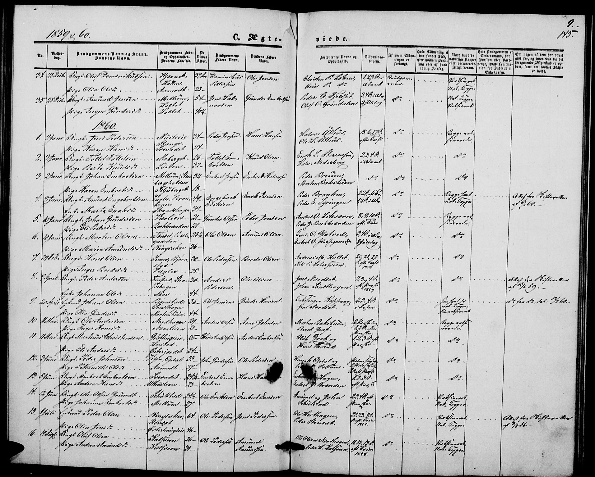 Elverum prestekontor, AV/SAH-PREST-044/H/Ha/Hab/L0003: Parish register (copy) no. 3, 1856-1865, p. 145