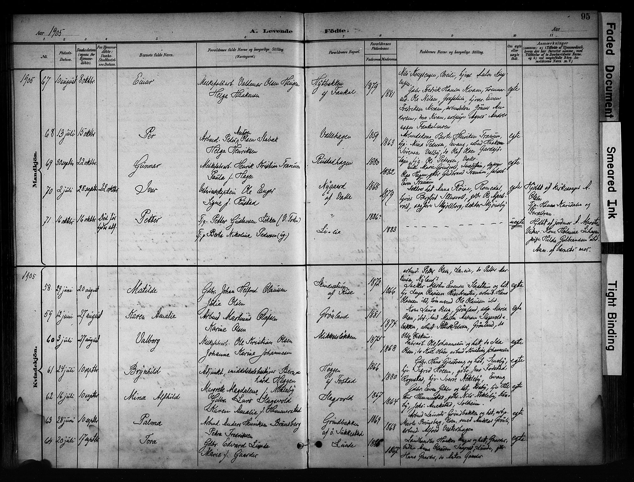 Østre Toten prestekontor, AV/SAH-PREST-104/H/Ha/Haa/L0008: Parish register (official) no. 8, 1897-1909, p. 95