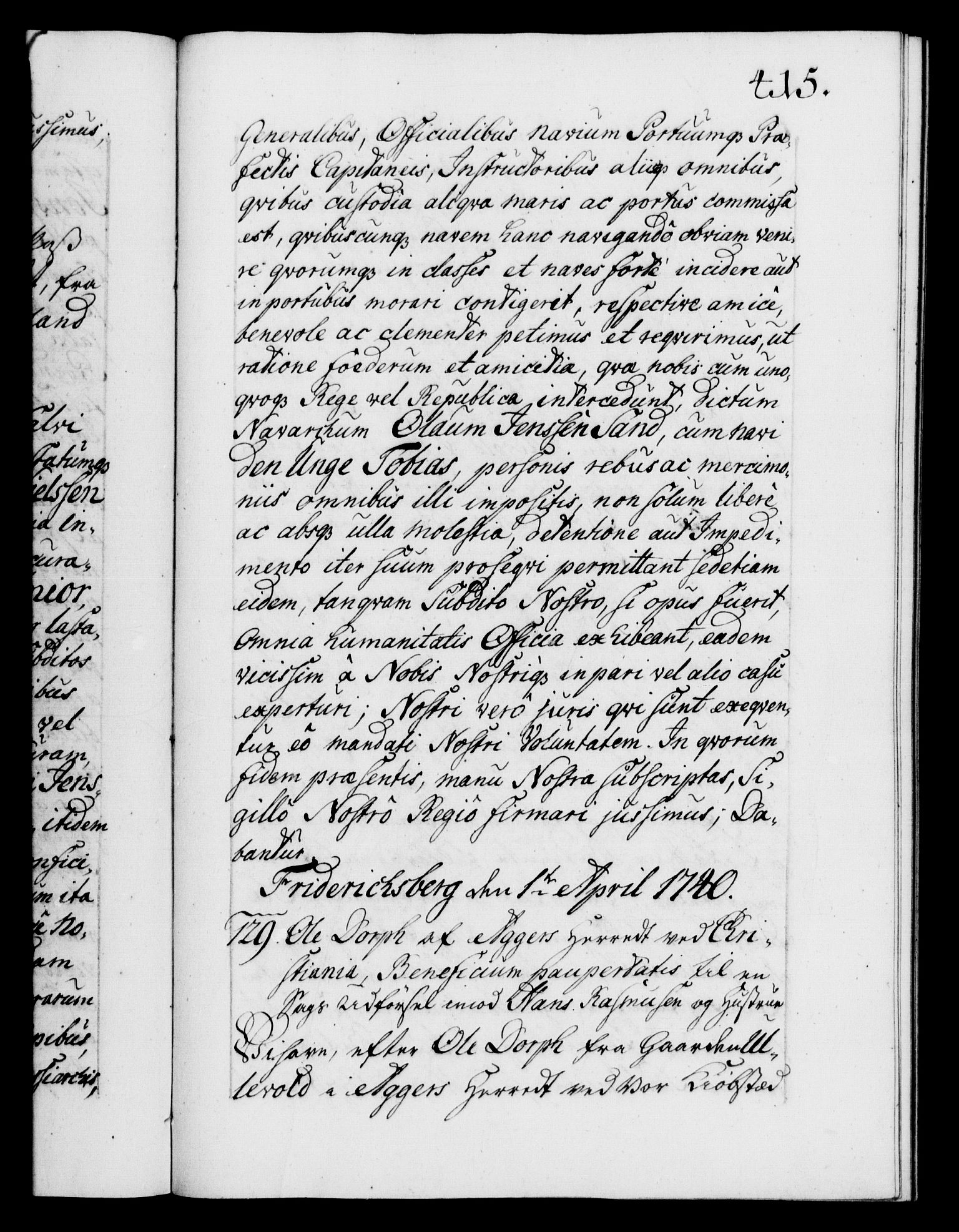 Danske Kanselli 1572-1799, AV/RA-EA-3023/F/Fc/Fca/Fcaa/L0031: Norske registre, 1739-1740, p. 415a