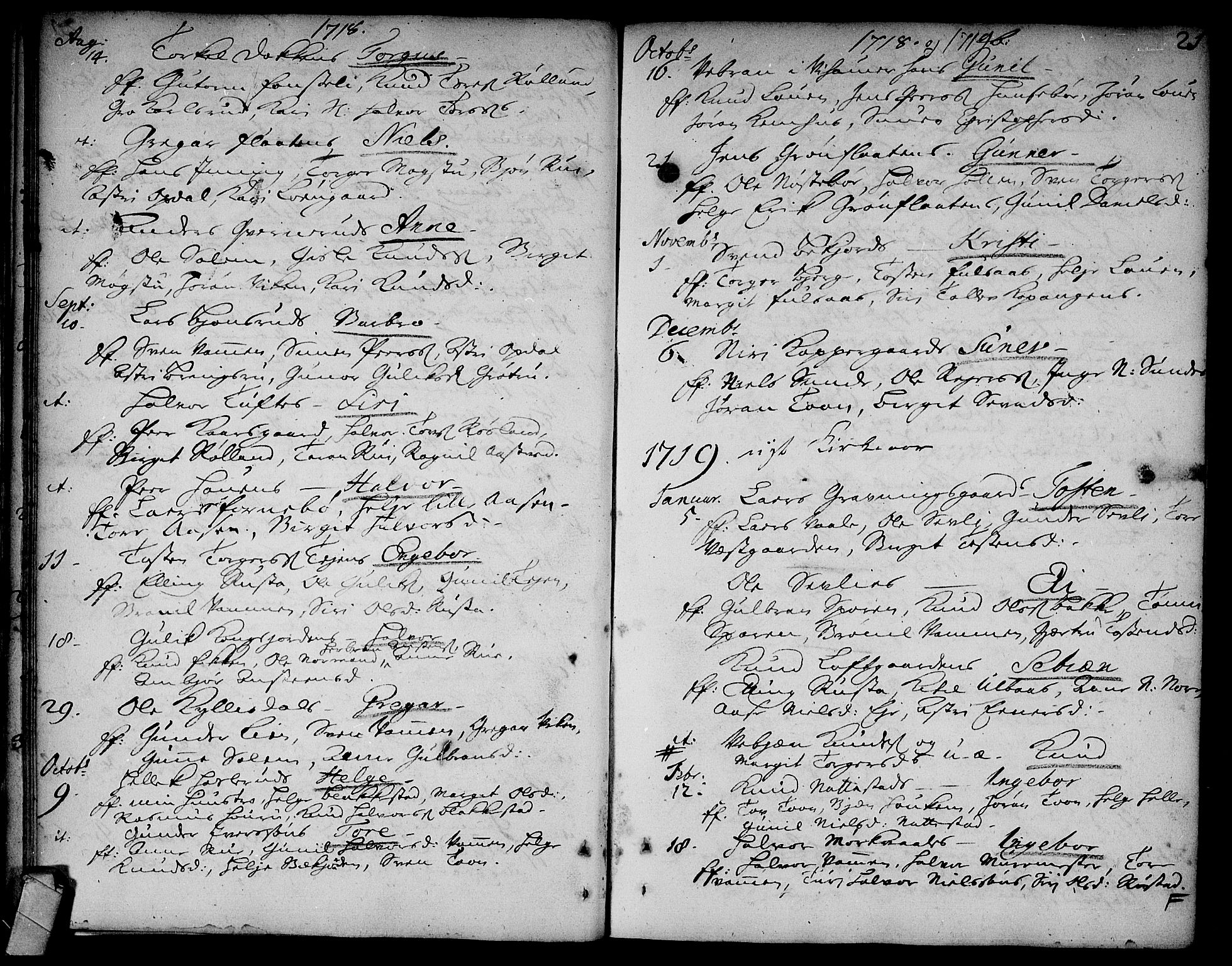 Rollag kirkebøker, SAKO/A-240/F/Fa/L0002: Parish register (official) no. I 2, 1714-1742, p. 21