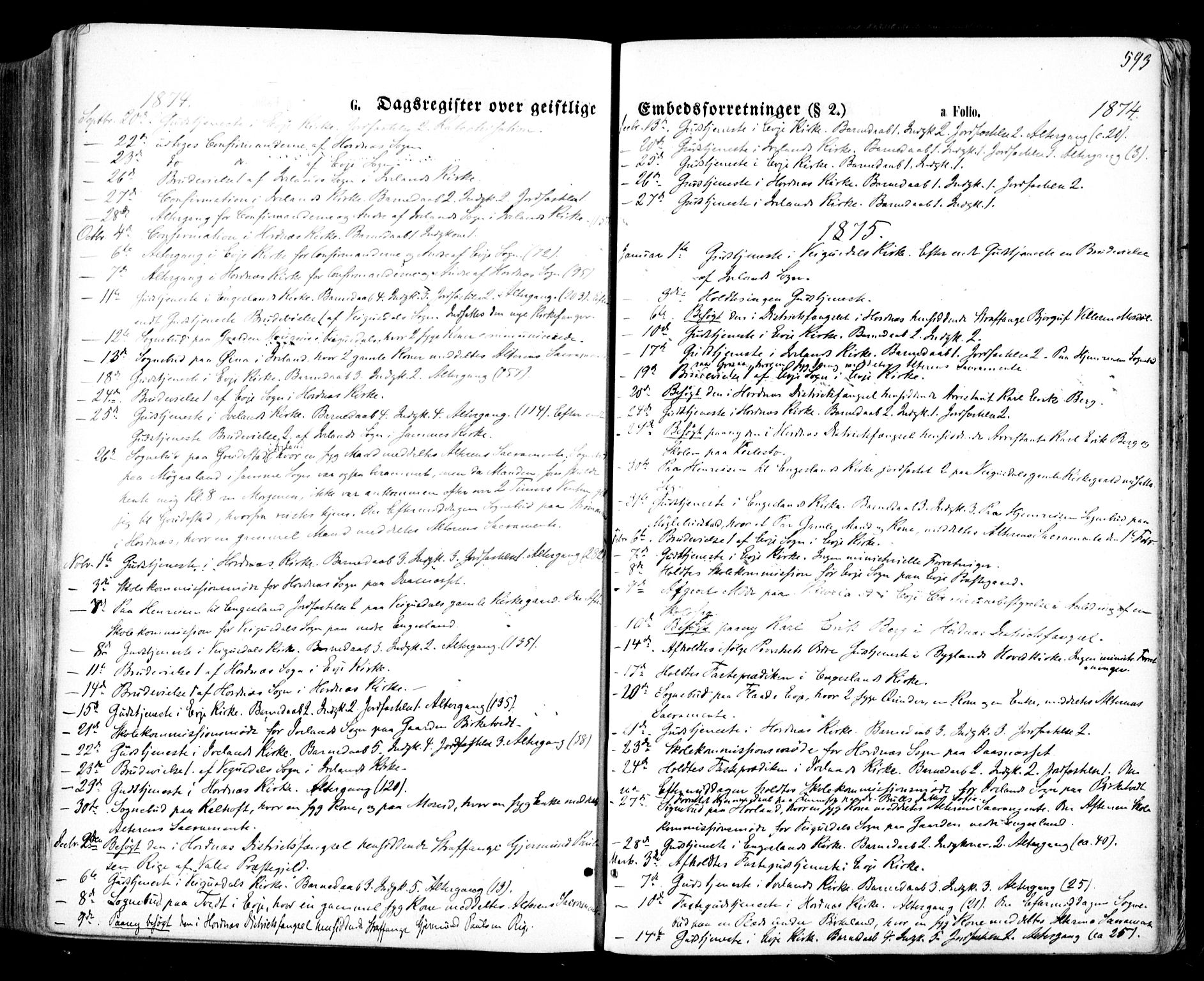 Evje sokneprestkontor, SAK/1111-0008/F/Fa/Faa/L0006: Parish register (official) no. A 6, 1866-1884, p. 593