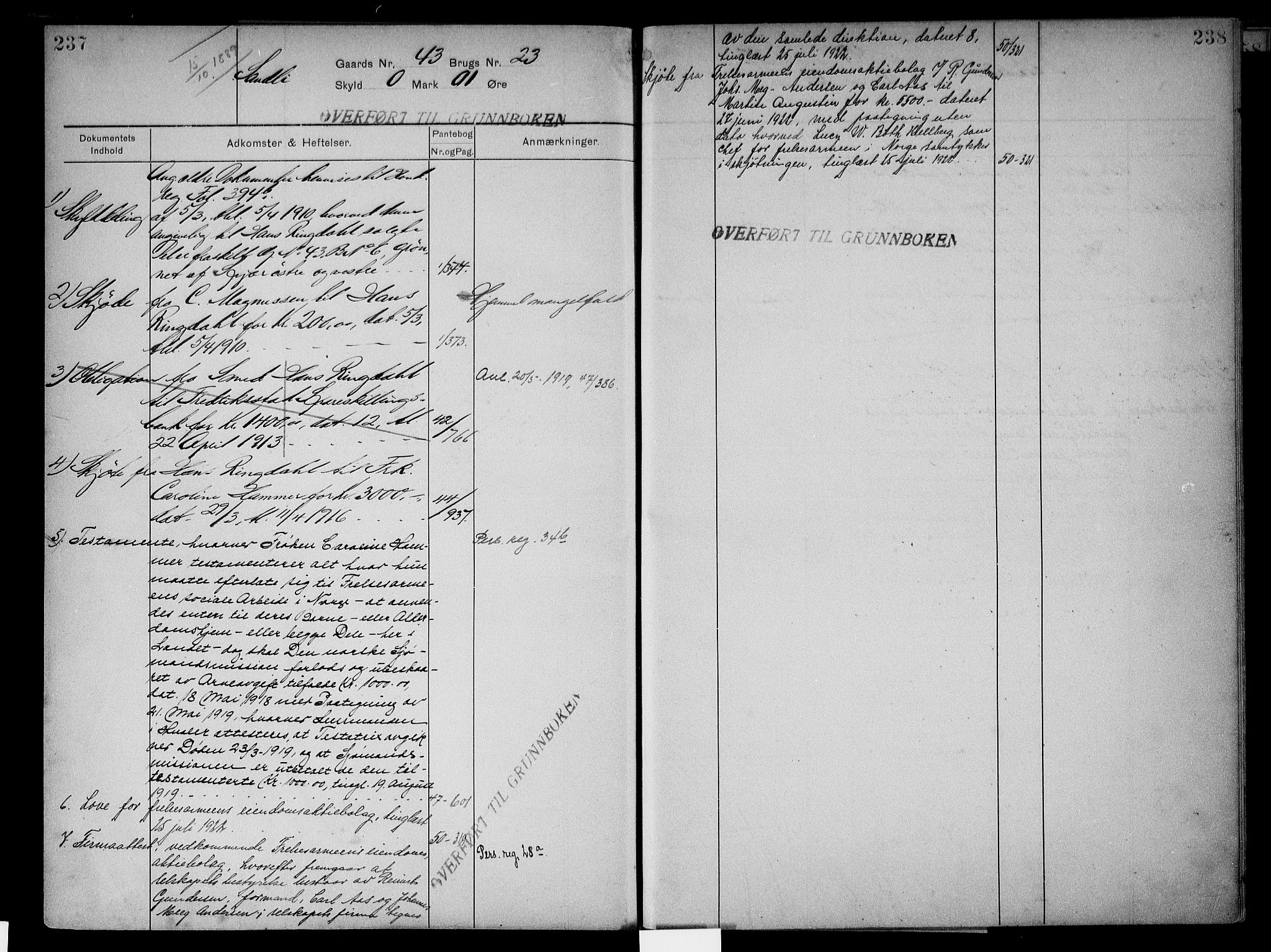Onsøy sorenskriveri, SAO/A-10474/G/Gb/Gbc/L0002: Mortgage register no. III 2, 1905, p. 237-238