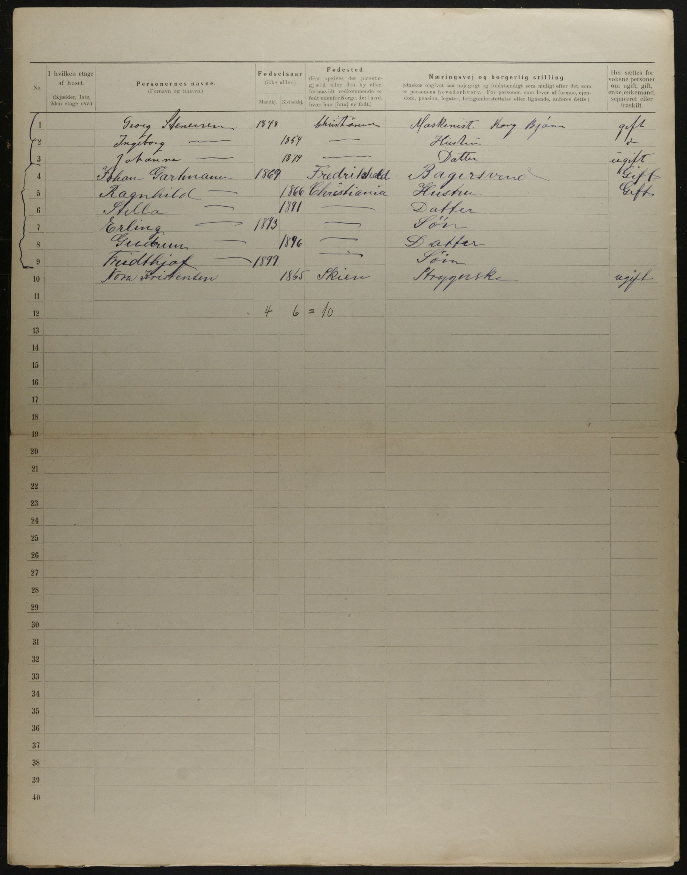 OBA, Municipal Census 1901 for Kristiania, 1901, p. 16345