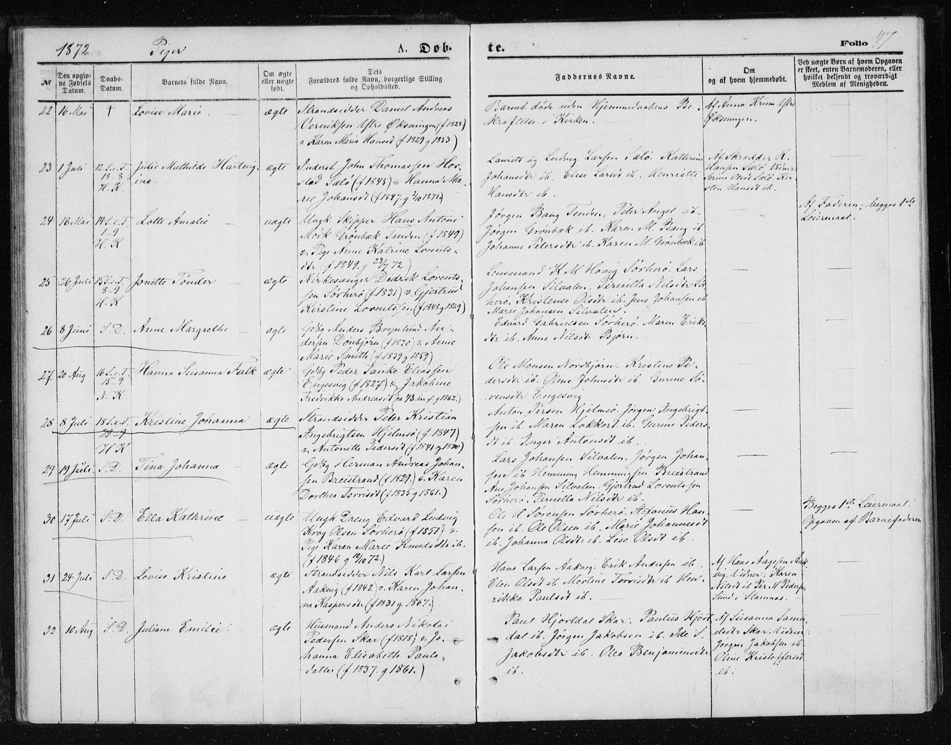 Ministerialprotokoller, klokkerbøker og fødselsregistre - Nordland, SAT/A-1459/834/L0506: Parish register (official) no. 834A04, 1872-1878, p. 47