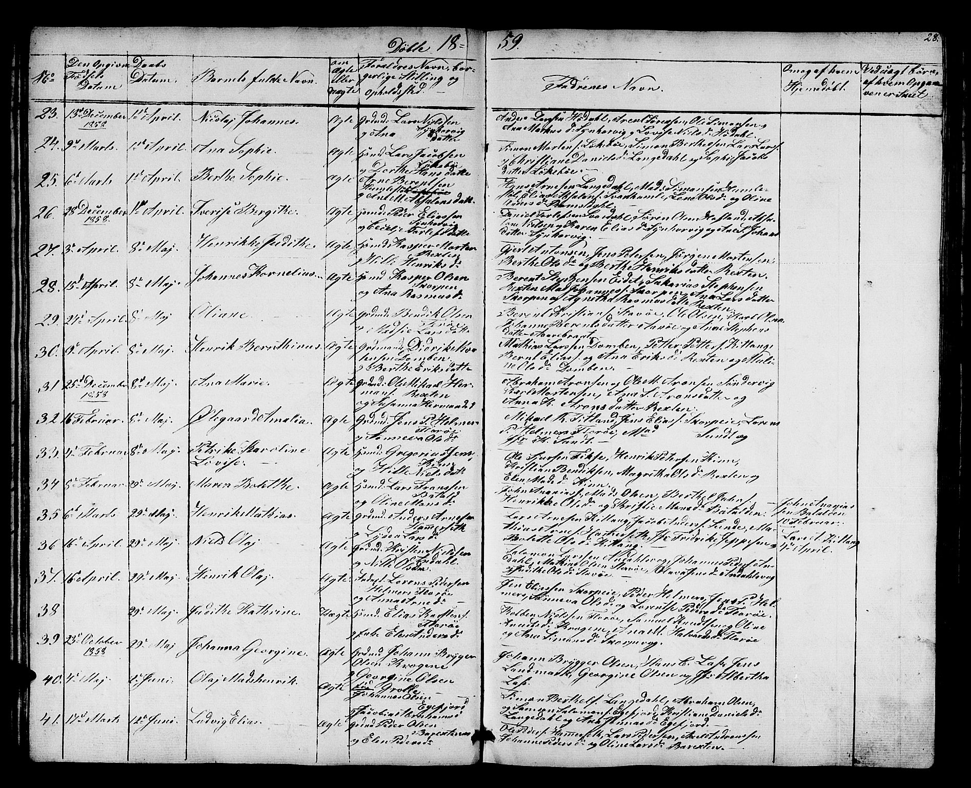 Kinn sokneprestembete, SAB/A-80801/H/Hab/Haba/L0001: Parish register (copy) no. A 1, 1853-1868, p. 28