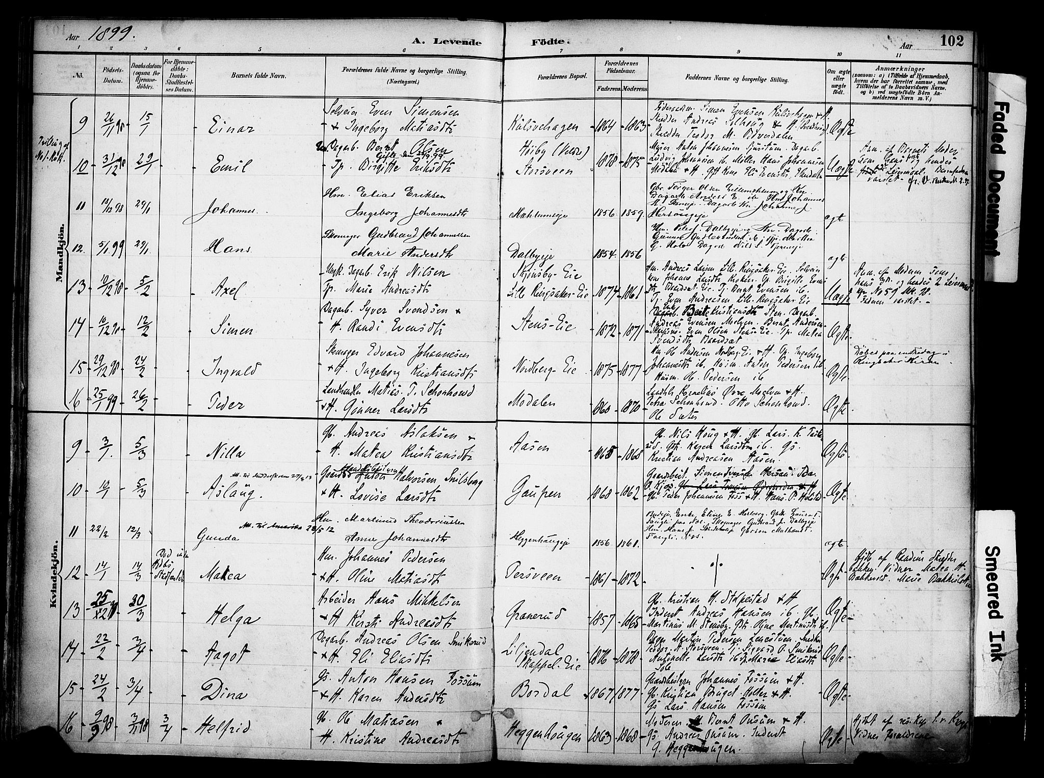 Ringsaker prestekontor, AV/SAH-PREST-014/K/Ka/L0017: Parish register (official) no. 17, 1891-1902, p. 102