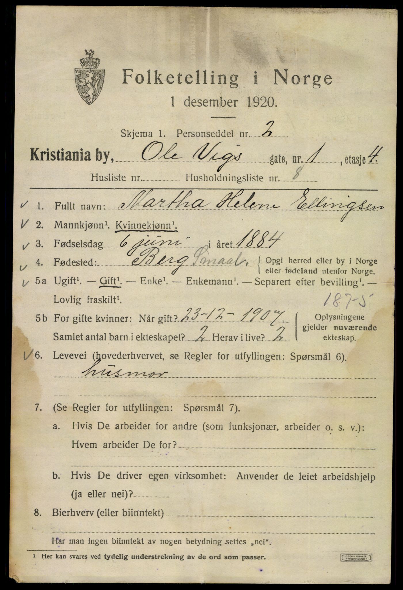 SAO, 1920 census for Kristiania, 1920, p. 432973