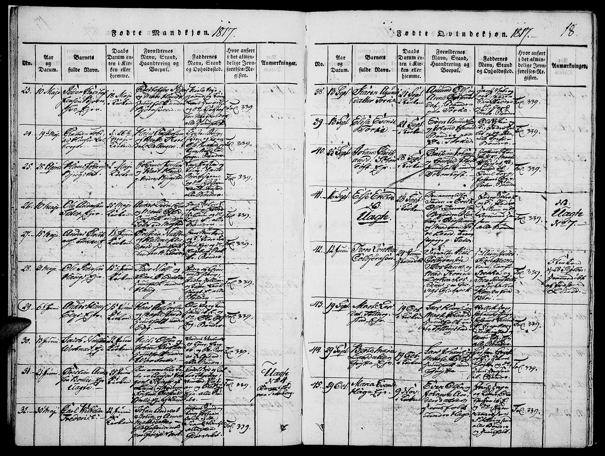 Vardal prestekontor, SAH/PREST-100/H/Ha/Haa/L0004: Parish register (official) no. 4, 1814-1831, p. 18