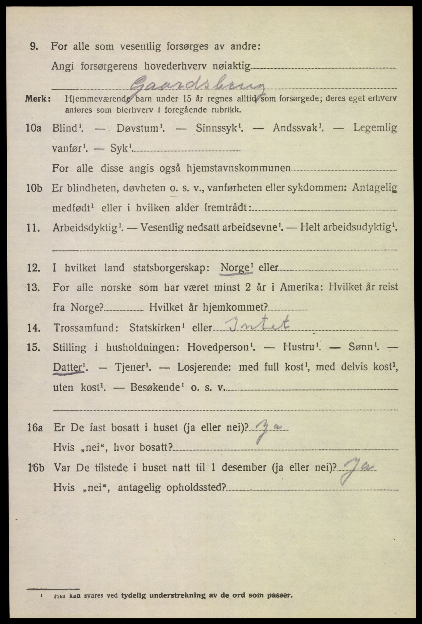 SAK, 1920 census for Tonstad, 1920, p. 339