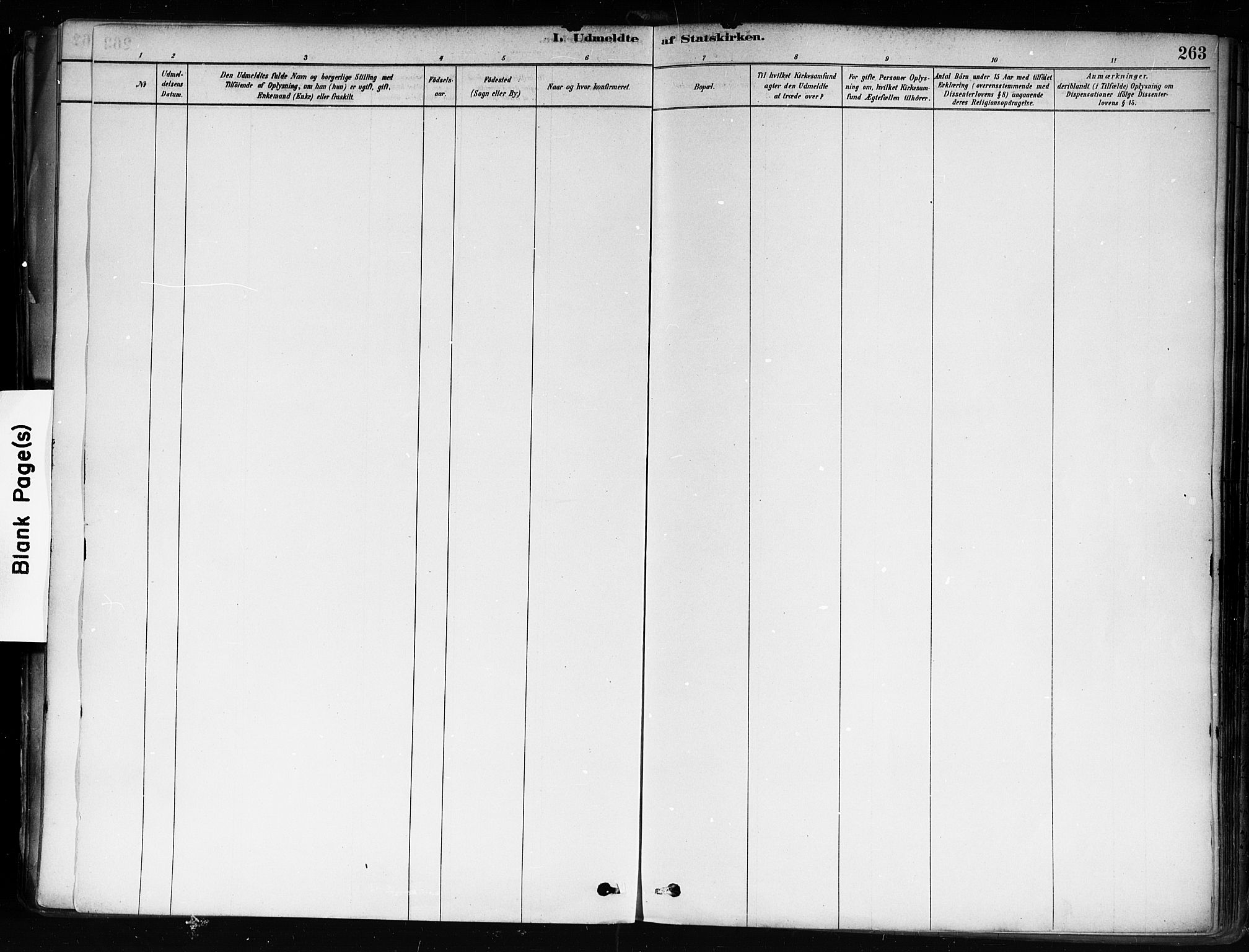 Strømsø kirkebøker, AV/SAKO-A-246/F/Fa/L0022: Parish register (official) no. I 22, 1879-1899, p. 263