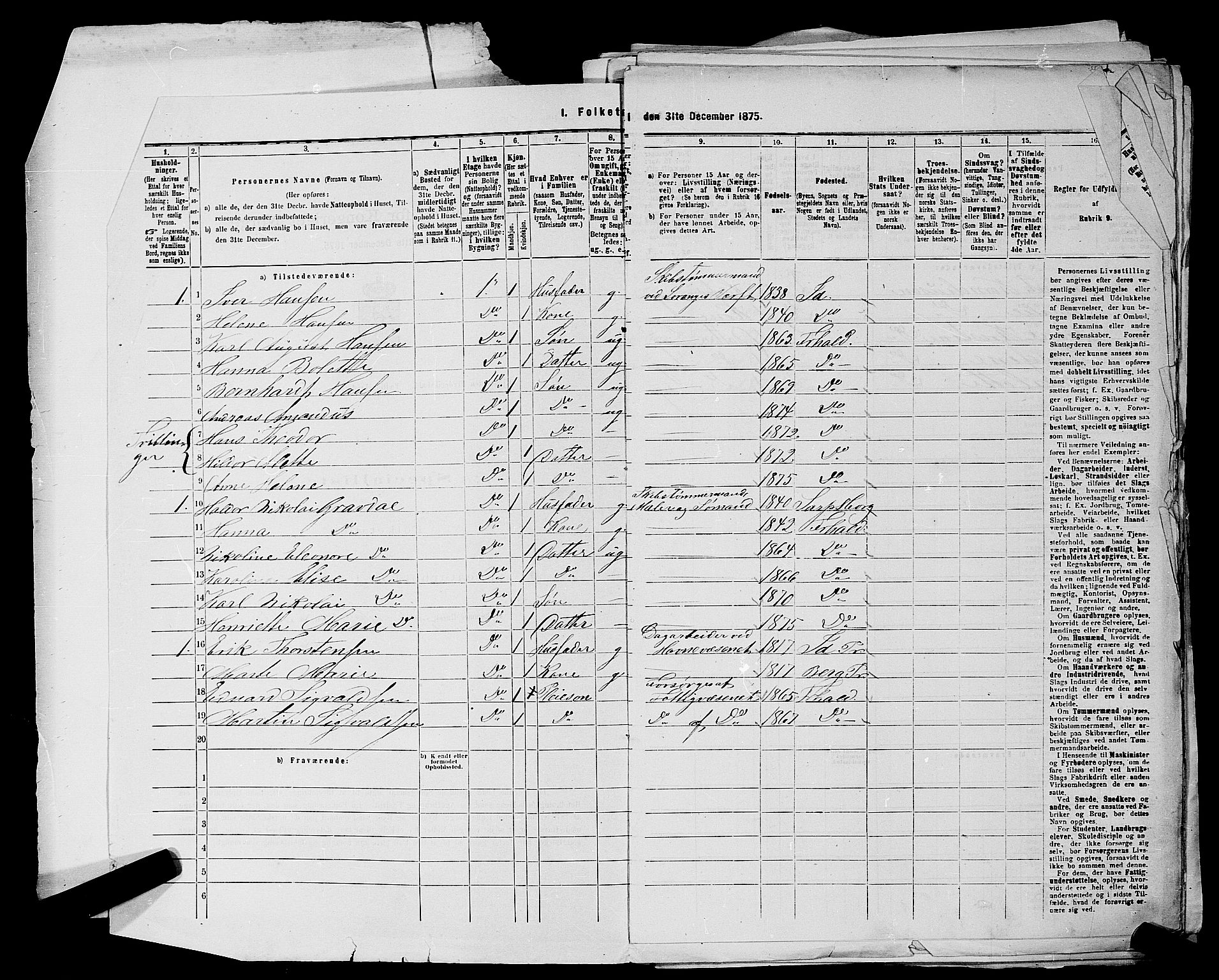 RA, 1875 census for 0101P Fredrikshald, 1875, p. 11