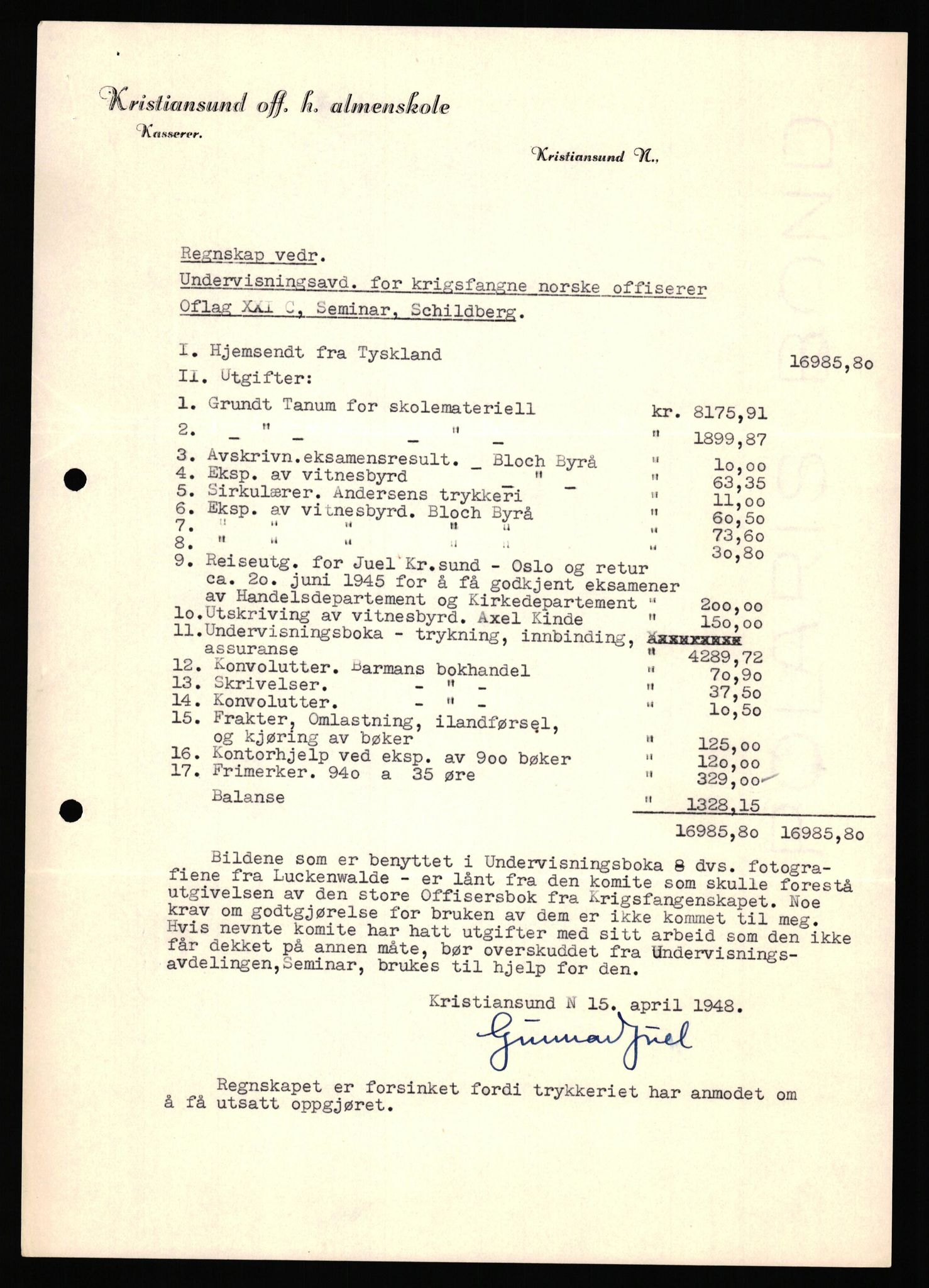 Forsvaret, Forsvarets krigshistoriske avdeling, RA/RAFA-2017/Y/Yf/L0203: II-C-11-2105  -  Norske offiserer i krigsfangenskap, 1940-1948, p. 503