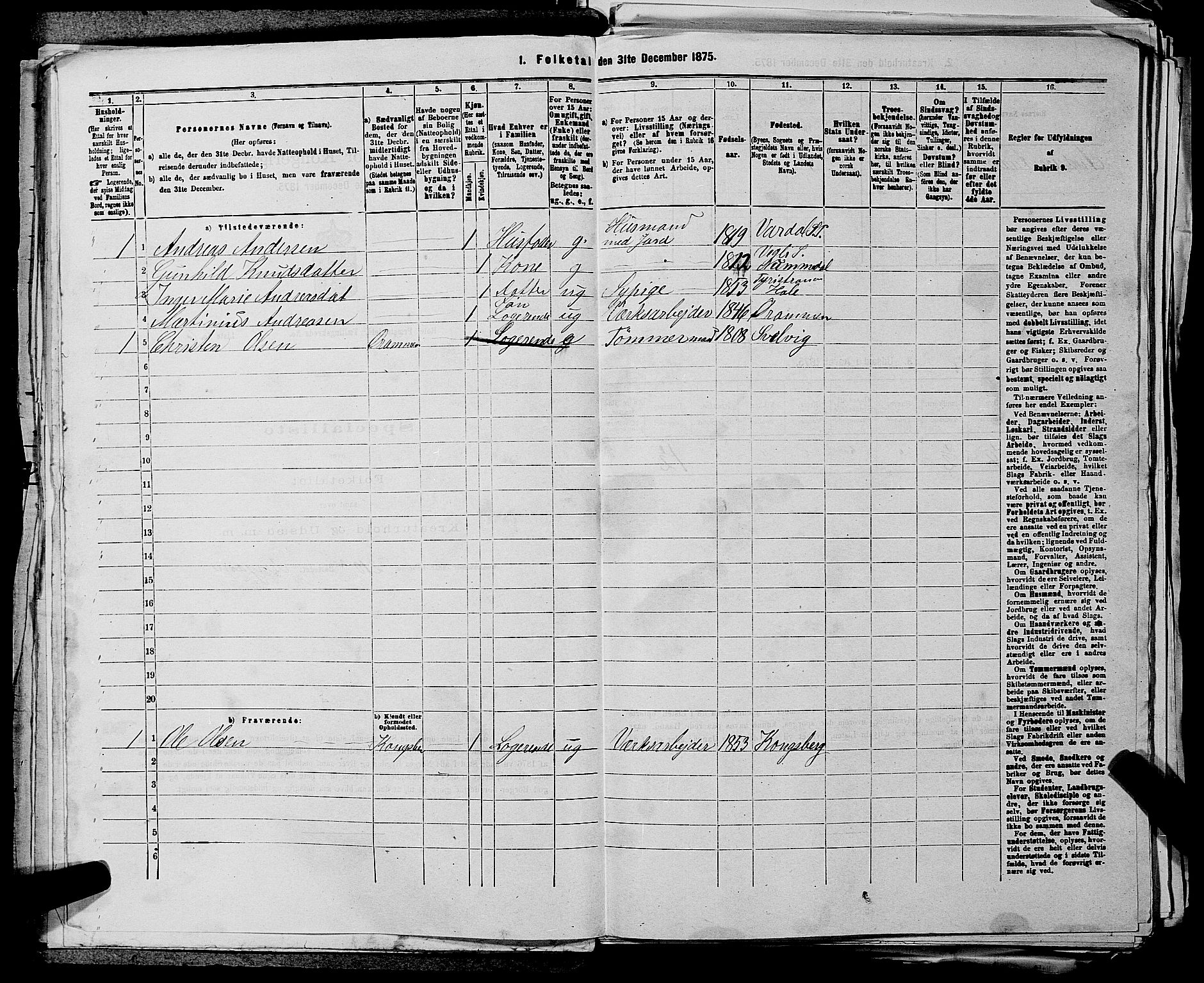 SAKO, 1875 census for 0612P Hole, 1875, p. 1389