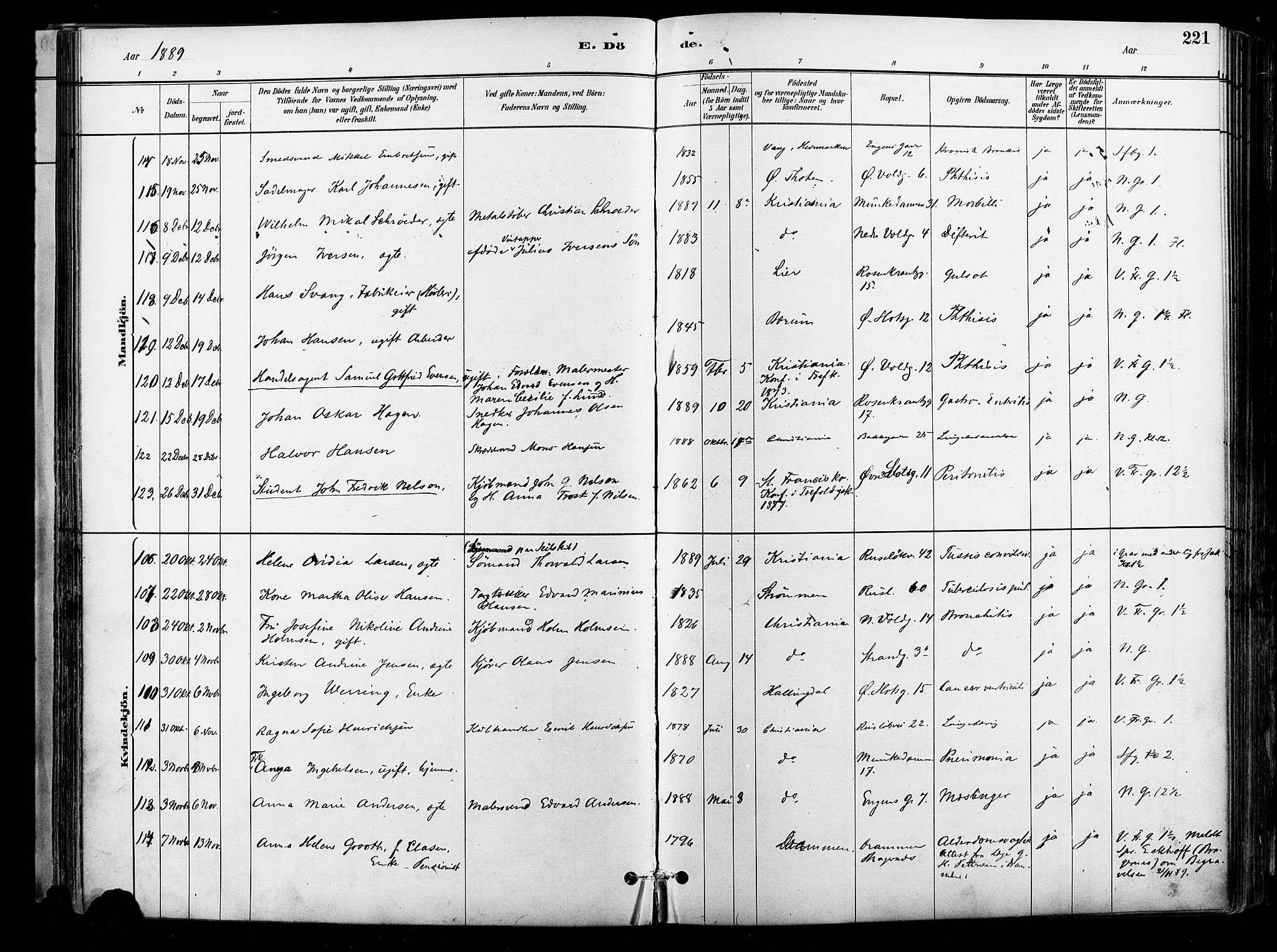 Johannes prestekontor Kirkebøker, AV/SAO-A-10852/F/Fa/L0004: Parish register (official) no. 4, 1883-1907, p. 221