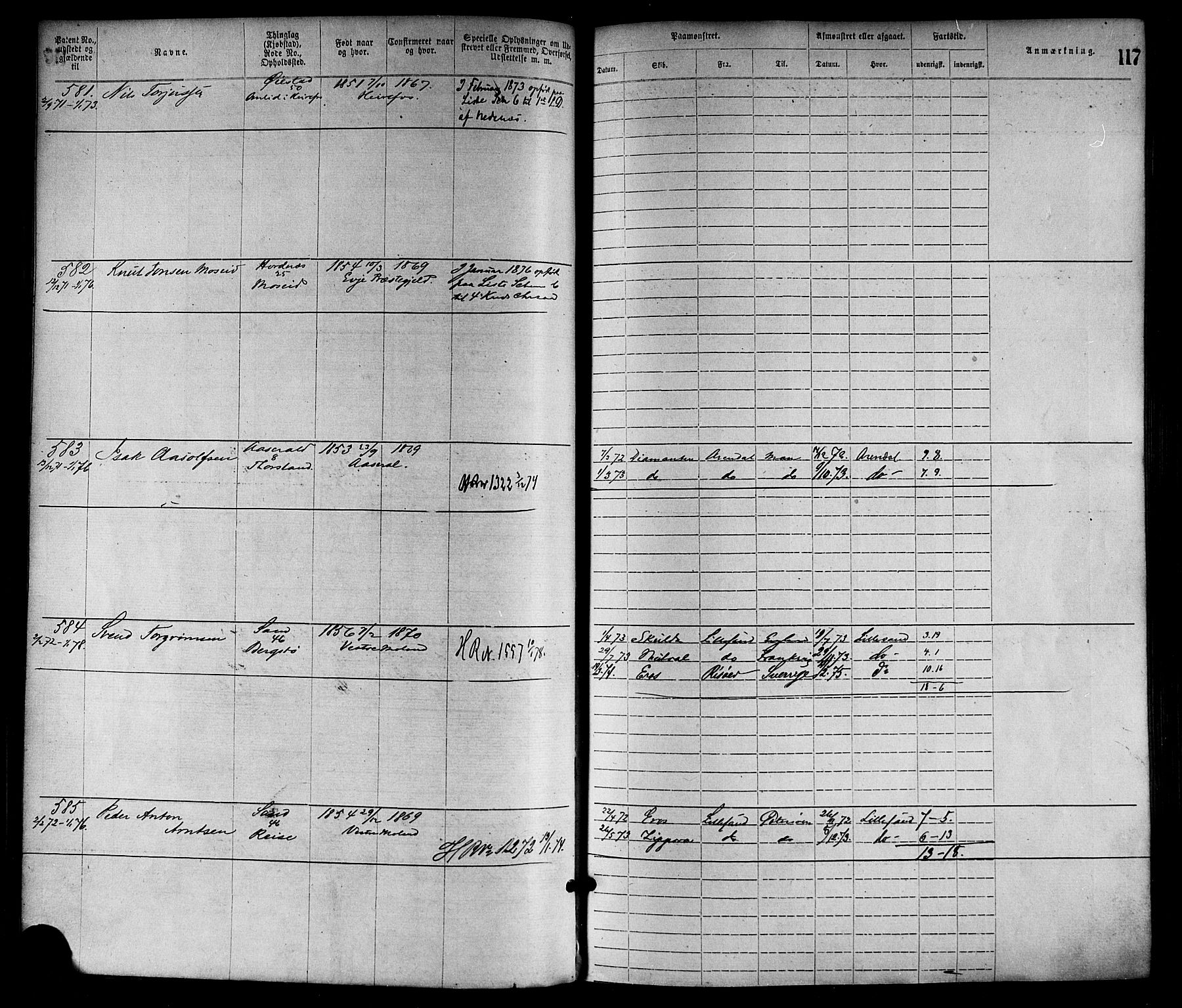 Lillesand mønstringskrets, SAK/2031-0014/F/Fa/L0004: Annotasjonsrulle nr 1-1920 med register, G-1, 1869-1891, p. 141