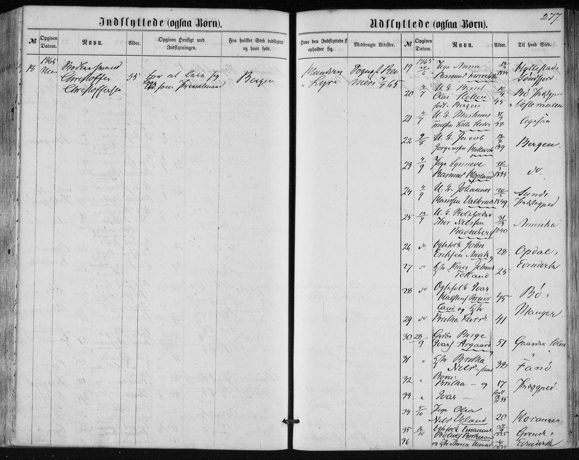 Lindås Sokneprestembete, SAB/A-76701/H/Haa: Parish register (official) no. A 16, 1863-1875, p. 277