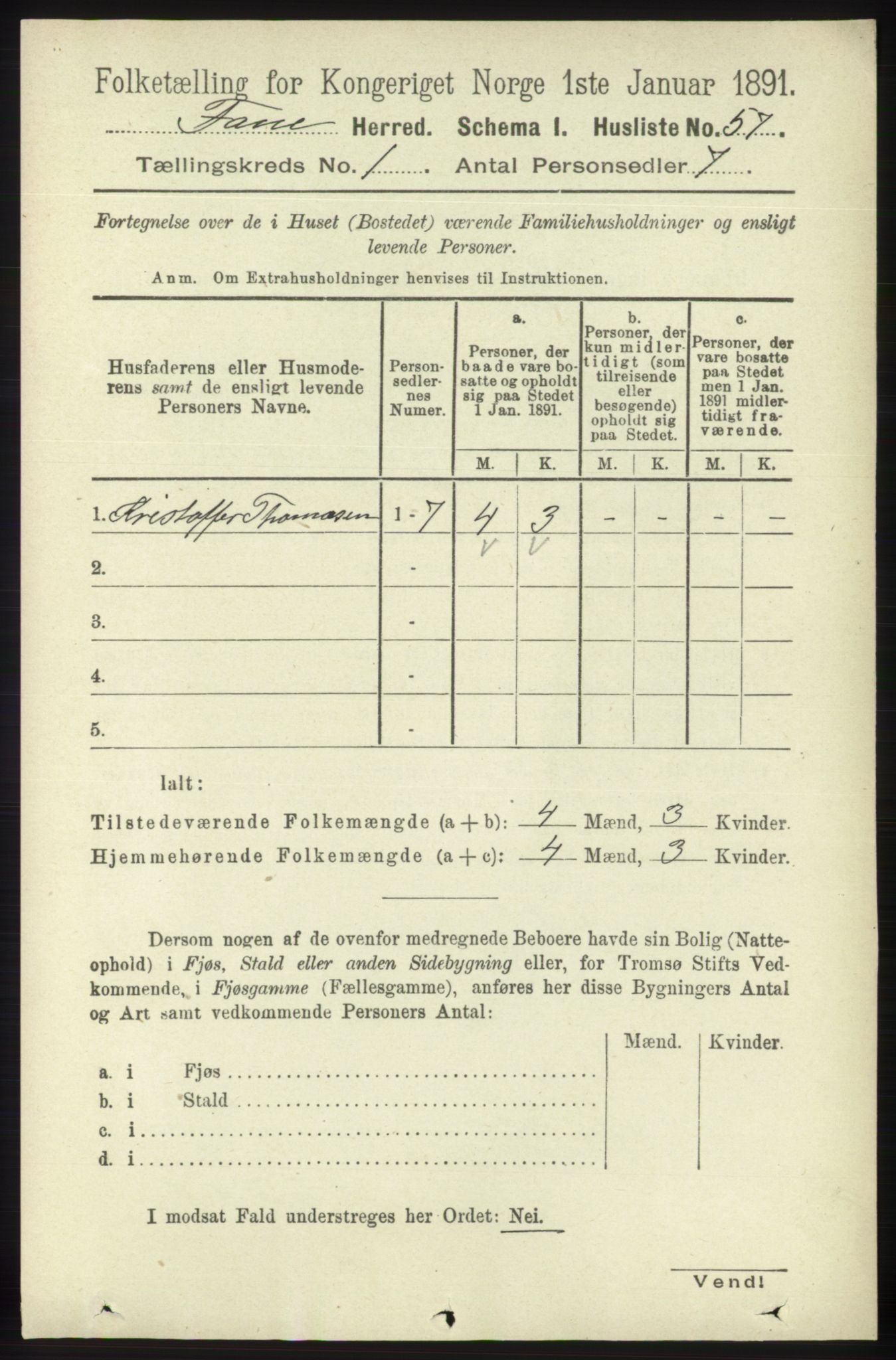 RA, 1891 census for 1249 Fana, 1891, p. 84