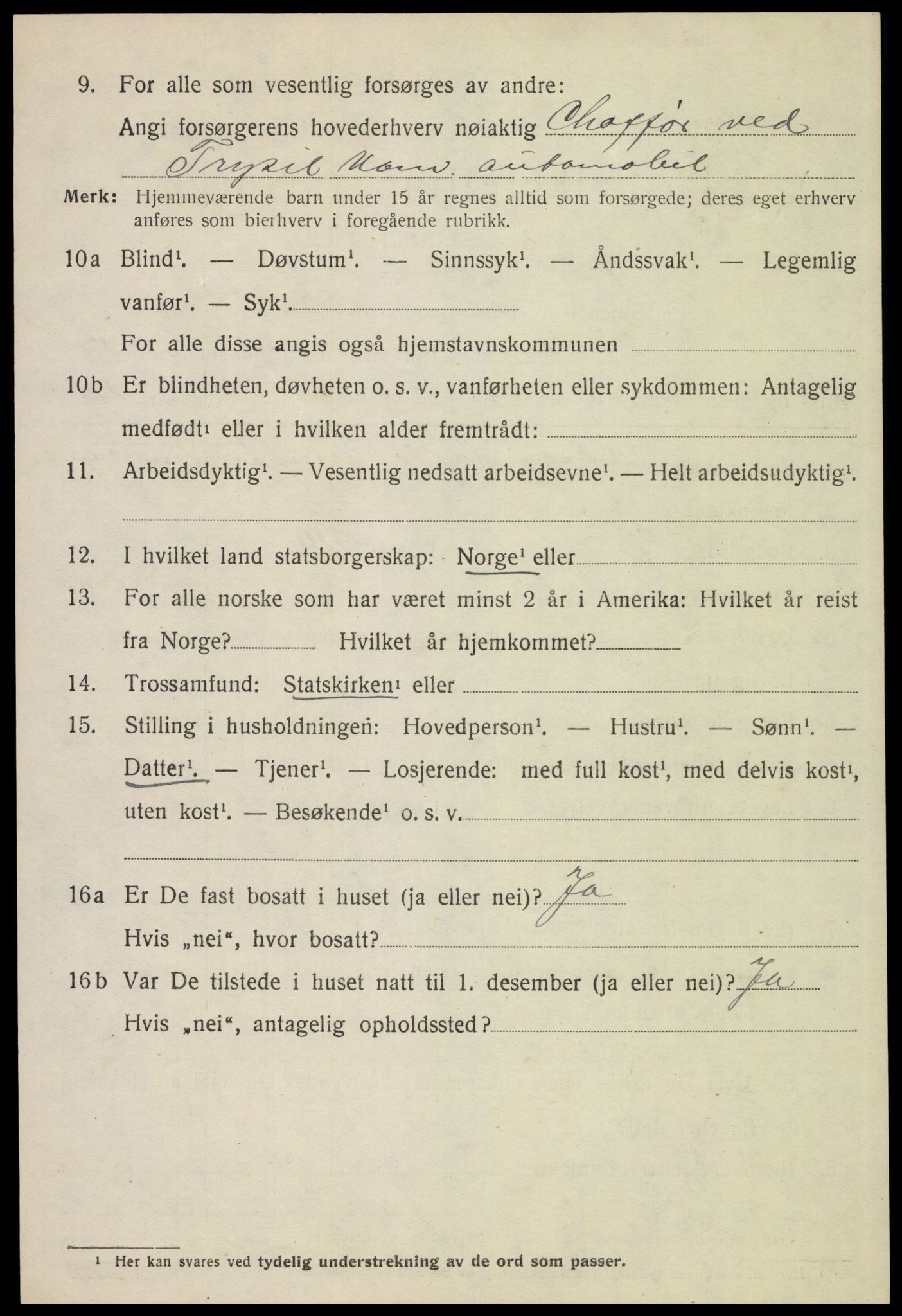 SAH, 1920 census for Trysil, 1920, p. 10640