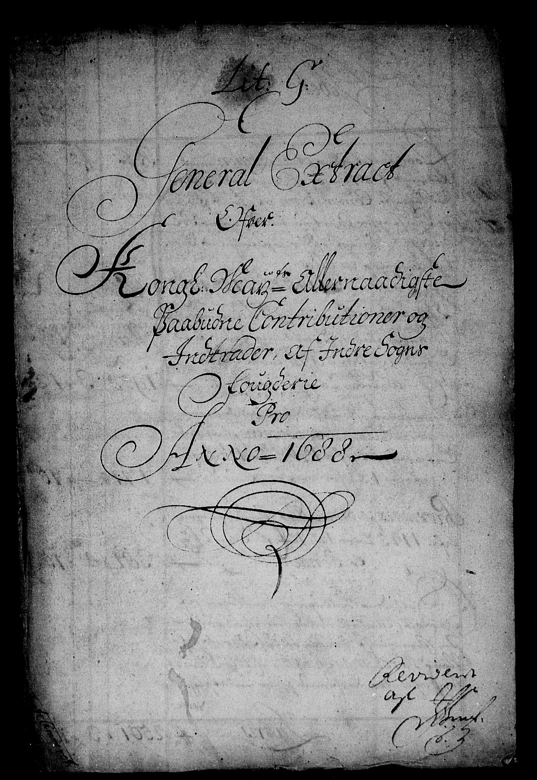 Rentekammeret inntil 1814, Reviderte regnskaper, Stiftamtstueregnskaper, Bergen stiftamt, RA/EA-6043/R/Rc/L0088: Bergen stiftamt, 1688