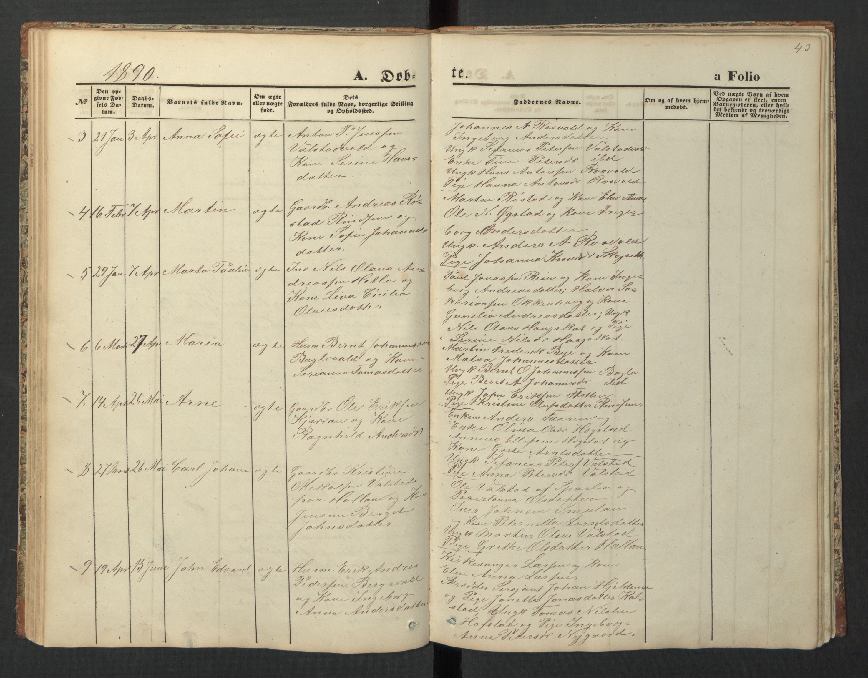 Ministerialprotokoller, klokkerbøker og fødselsregistre - Nord-Trøndelag, SAT/A-1458/726/L0271: Parish register (copy) no. 726C02, 1869-1897, p. 43