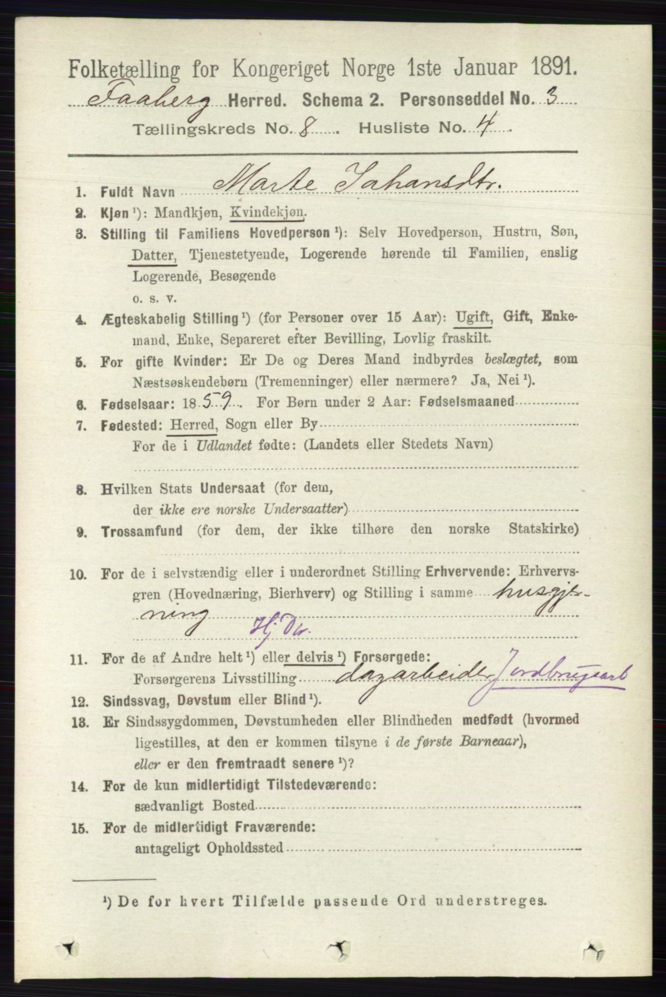 RA, 1891 census for 0524 Fåberg, 1891, p. 3428