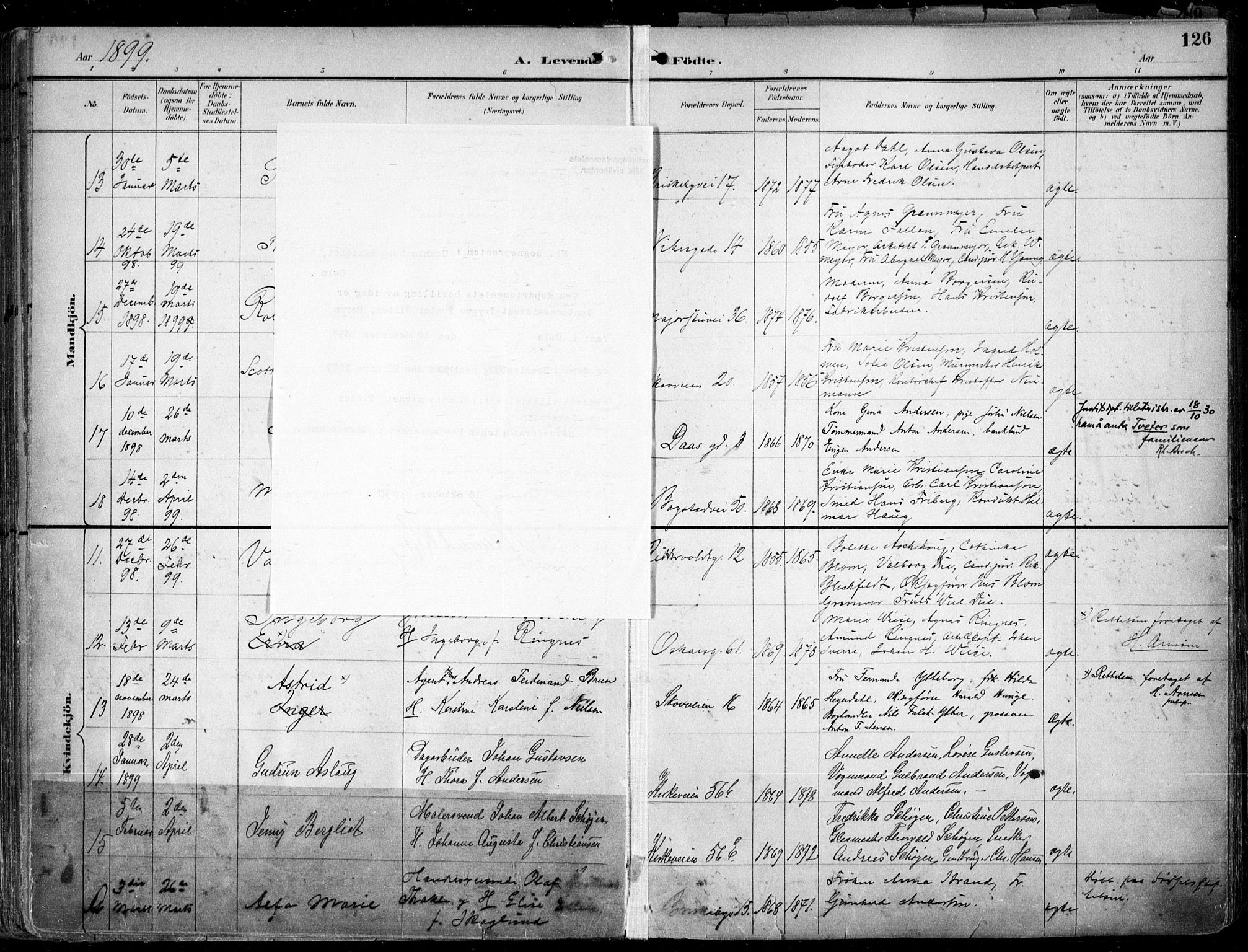 Uranienborg prestekontor Kirkebøker, AV/SAO-A-10877/F/Fa/L0005: Parish register (official) no. 5, 1895-1907, p. 126