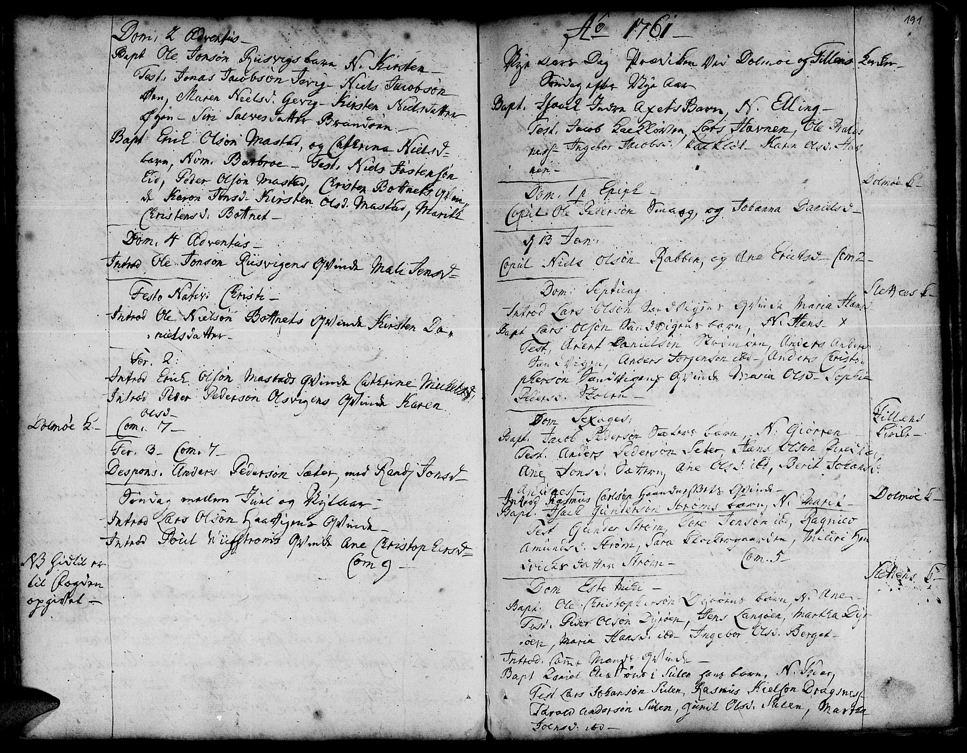 Ministerialprotokoller, klokkerbøker og fødselsregistre - Sør-Trøndelag, SAT/A-1456/634/L0525: Parish register (official) no. 634A01, 1736-1775, p. 191