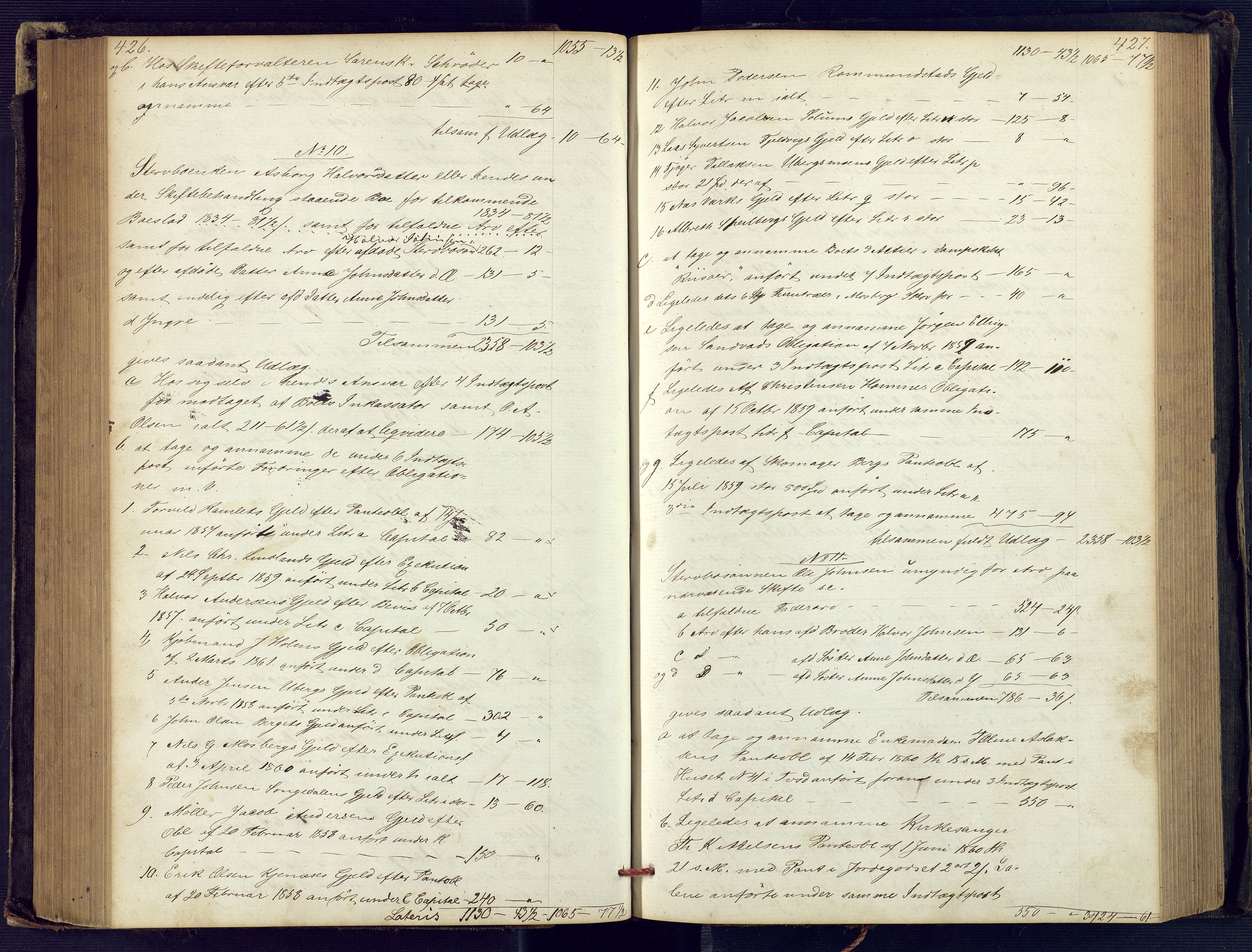 Holt sorenskriveri, SAK/1221-0002/H/Hc/L0029: Skifteutlodningsprotokoll nr. 4 med løst register, 1857-1862, p. 426-427