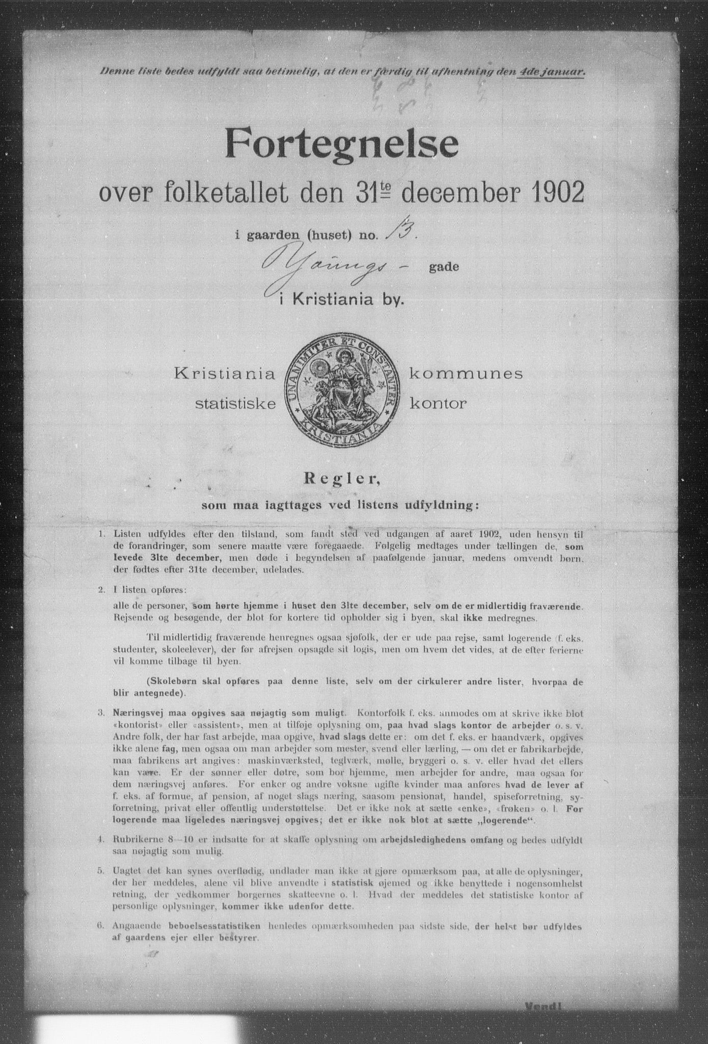 OBA, Municipal Census 1902 for Kristiania, 1902, p. 23705