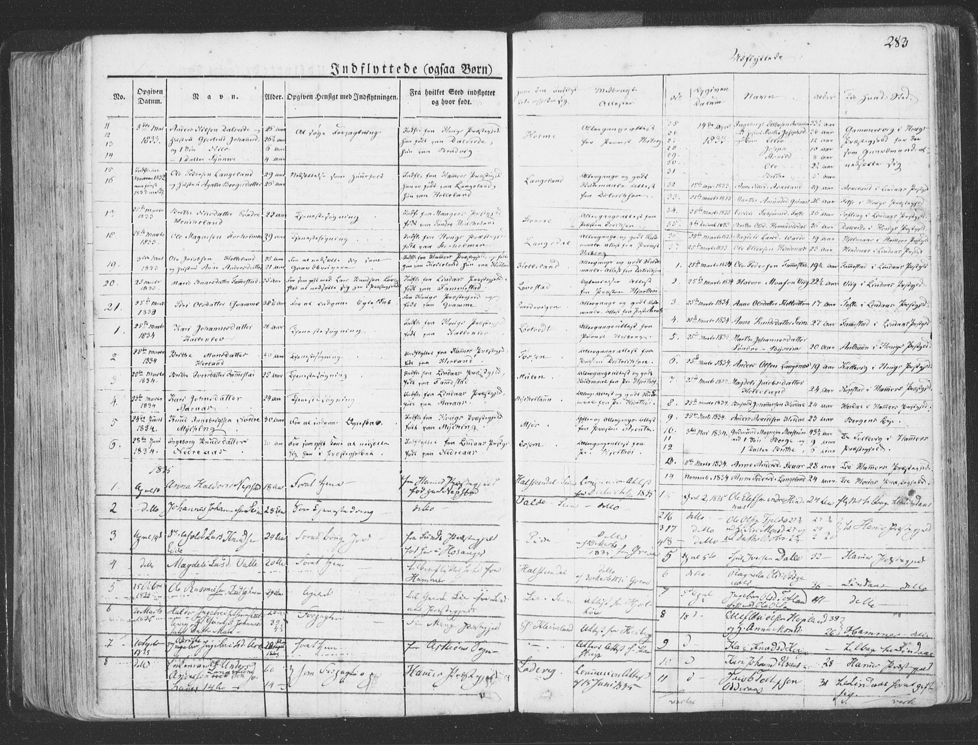 Hosanger sokneprestembete, SAB/A-75801/H/Haa: Parish register (official) no. A 6, 1824-1835, p. 283
